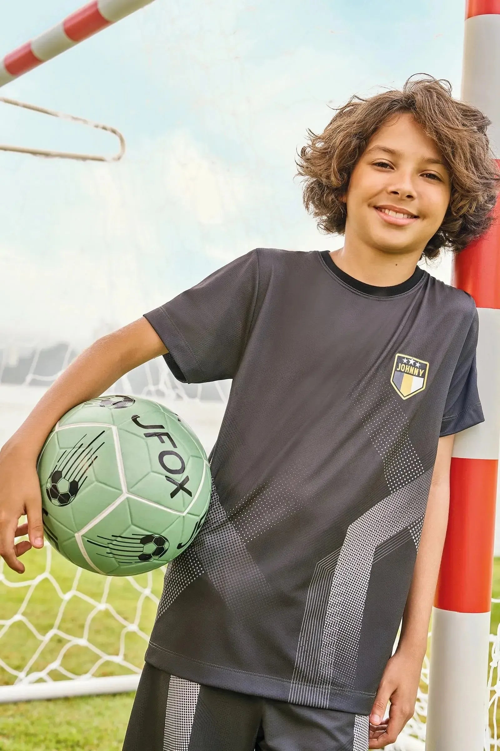 Conjunto de Camiseta e Bermuda em Malha Space Green 85691 Johnny Fox Teen Menino
