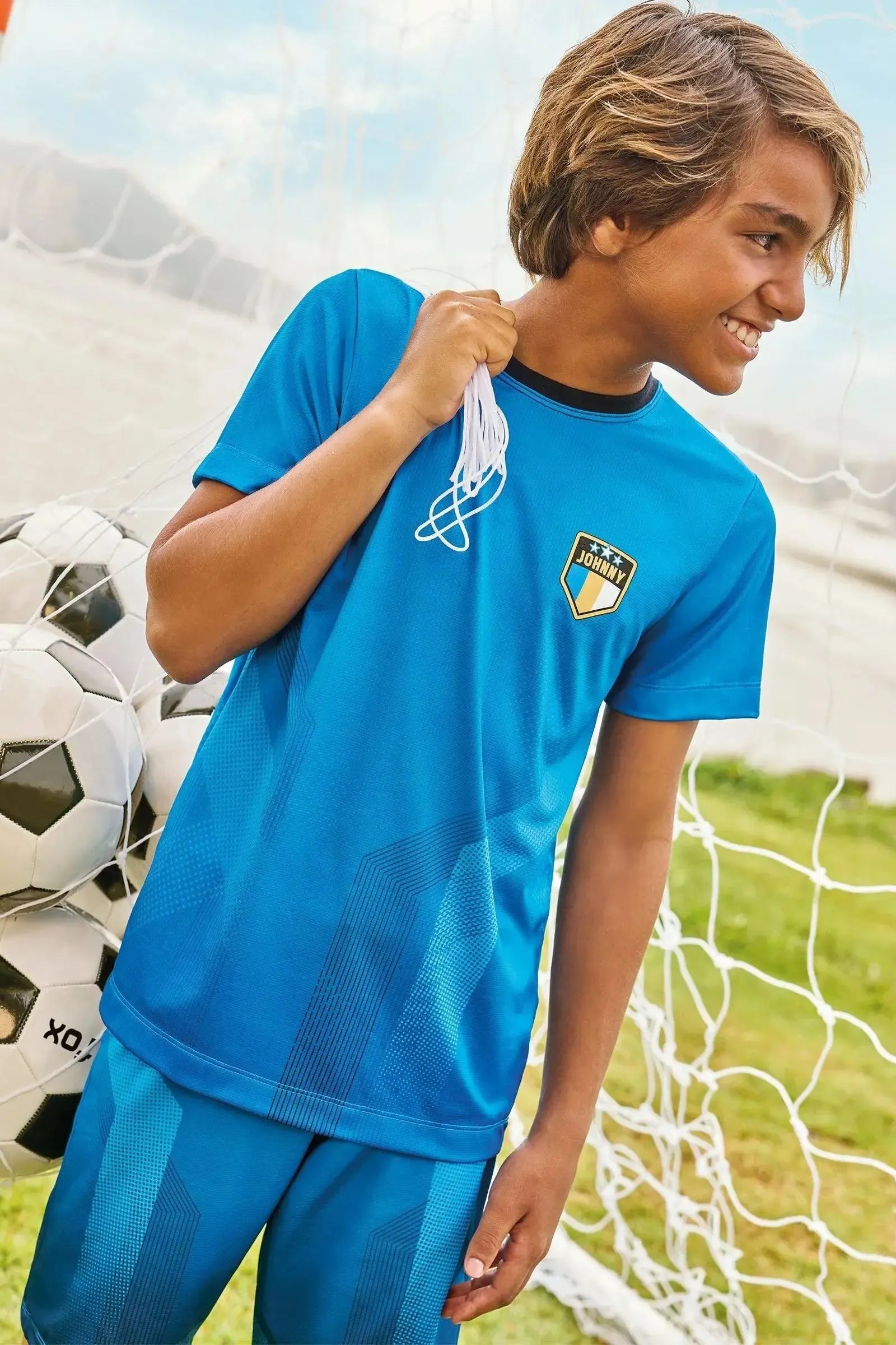 Conjunto de Camiseta e Bermuda em Malha Space Green 85691 Johnny Fox Teen Menino