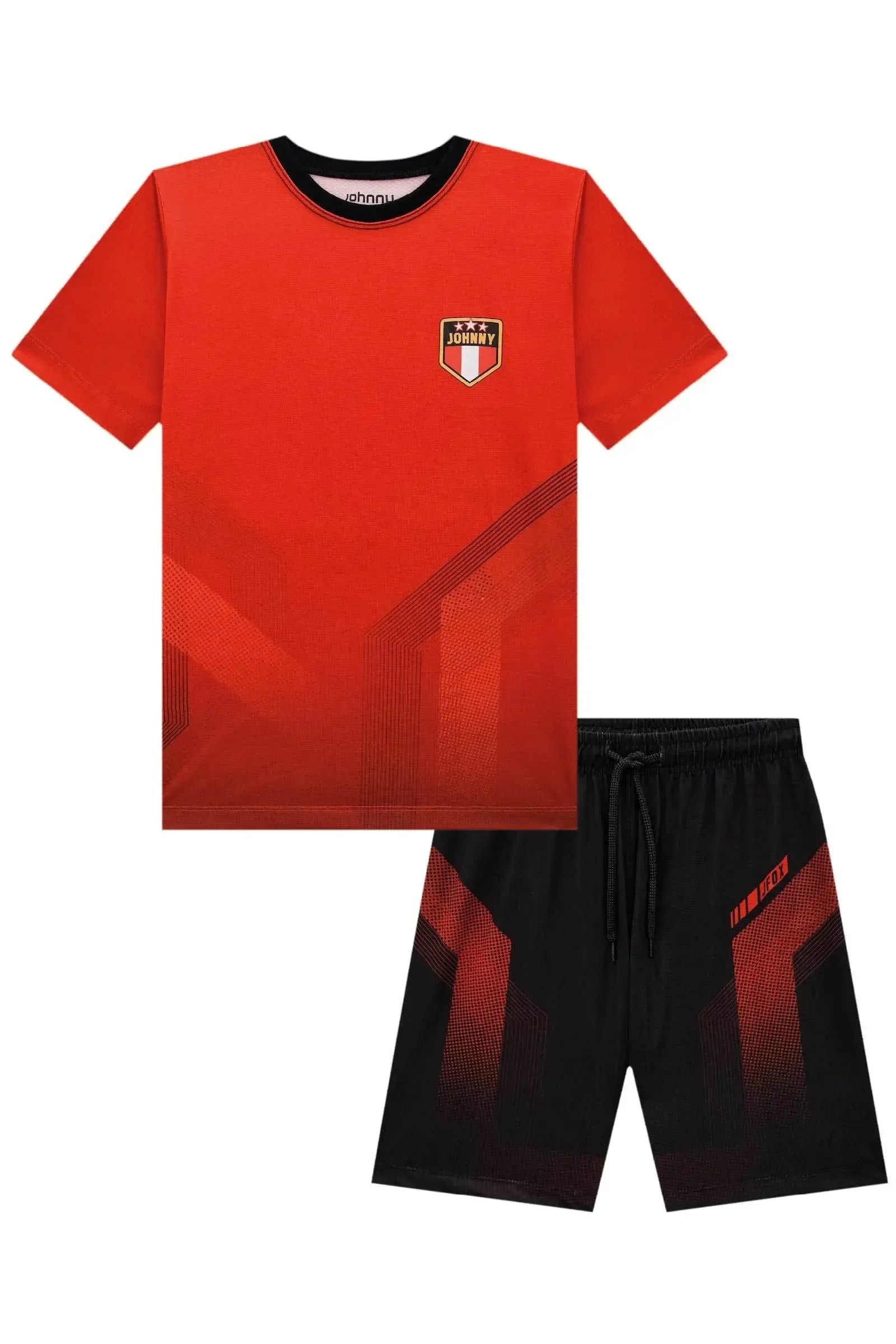 Conjunto de Camiseta e Bermuda em Malha Space Green 85691 Johnny Fox Teen Menino