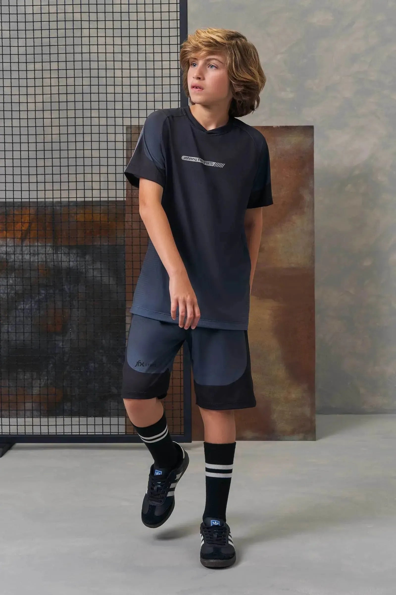 Conjunto de Camiseta e Bermuda em Malha Space Green 96073 Johnny Fox Teen Menino