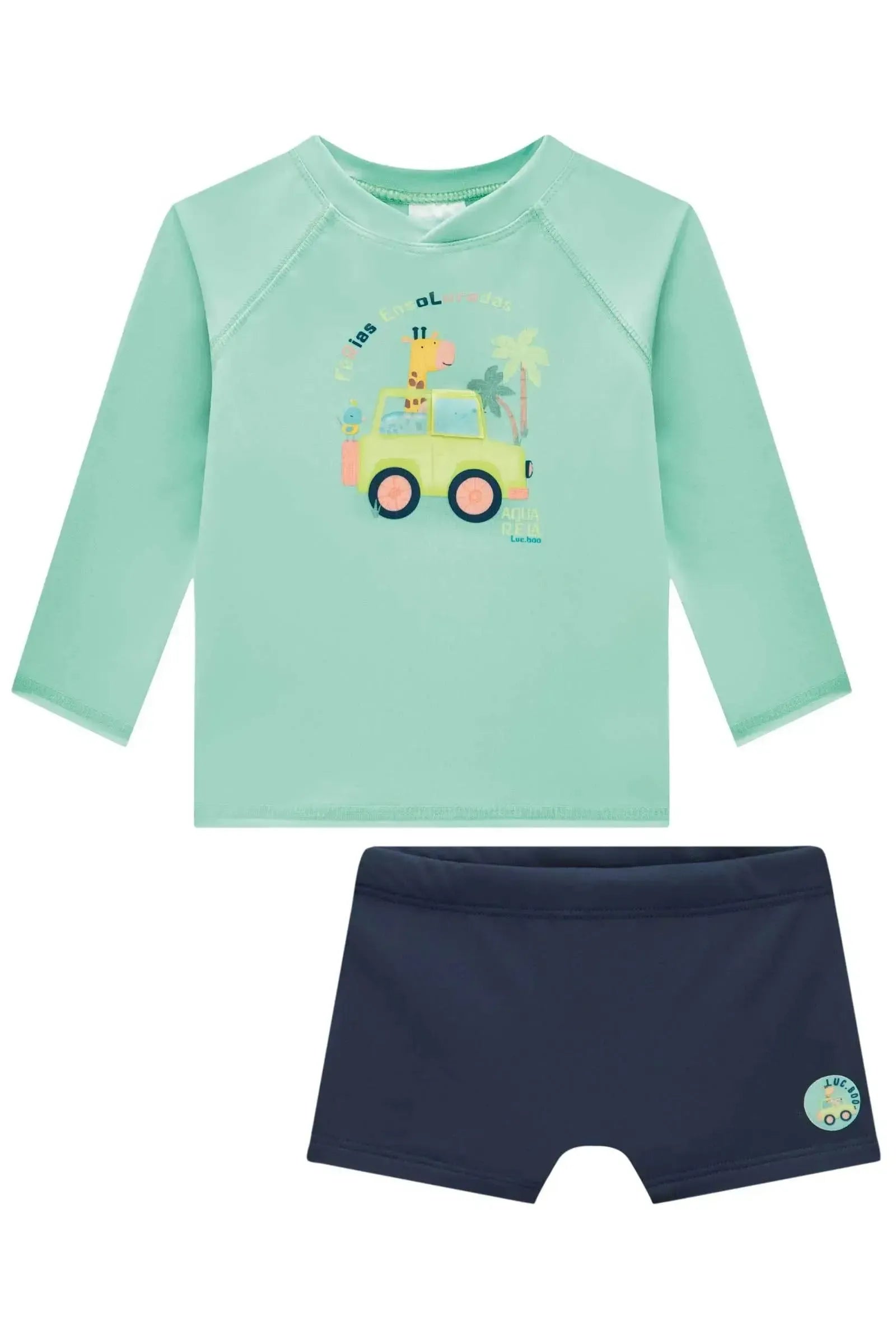 Conjunto de Camiseta e Sunga em Malha UV Dry com Proteção UV50+ 95763 LucBoo Bebê Menino