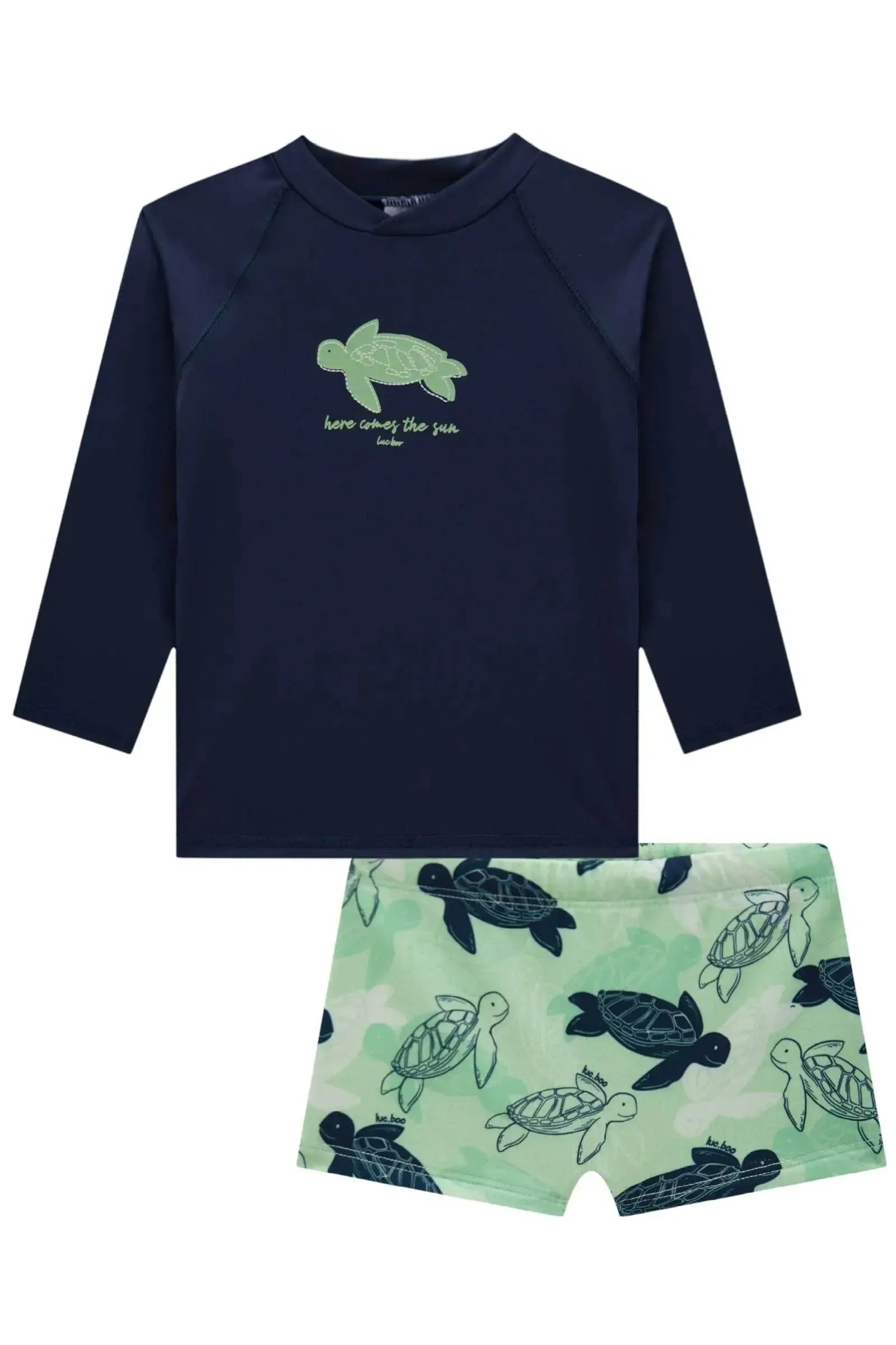 Conjunto de Camiseta e Sunga em Malha UV Drt com Proteção UV 50+ 85540 LucBoo Bebê Menino