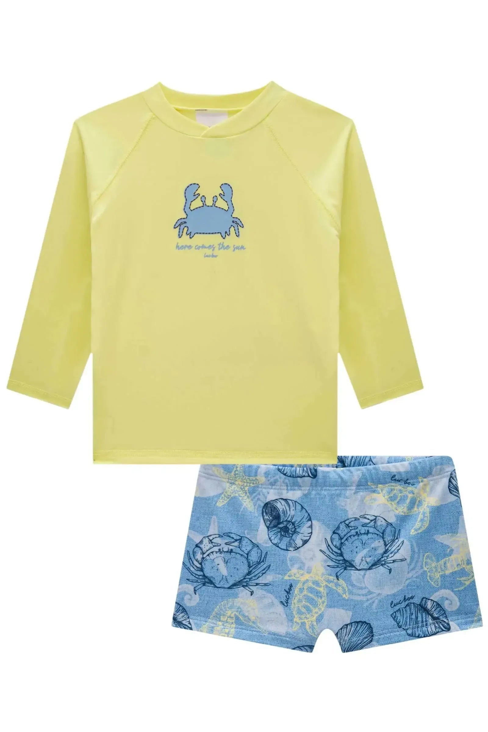 Conjunto de Camiseta e Sunga em Malha UV Drt com Proteção UV 50+ 85540 LucBoo Bebê Menino