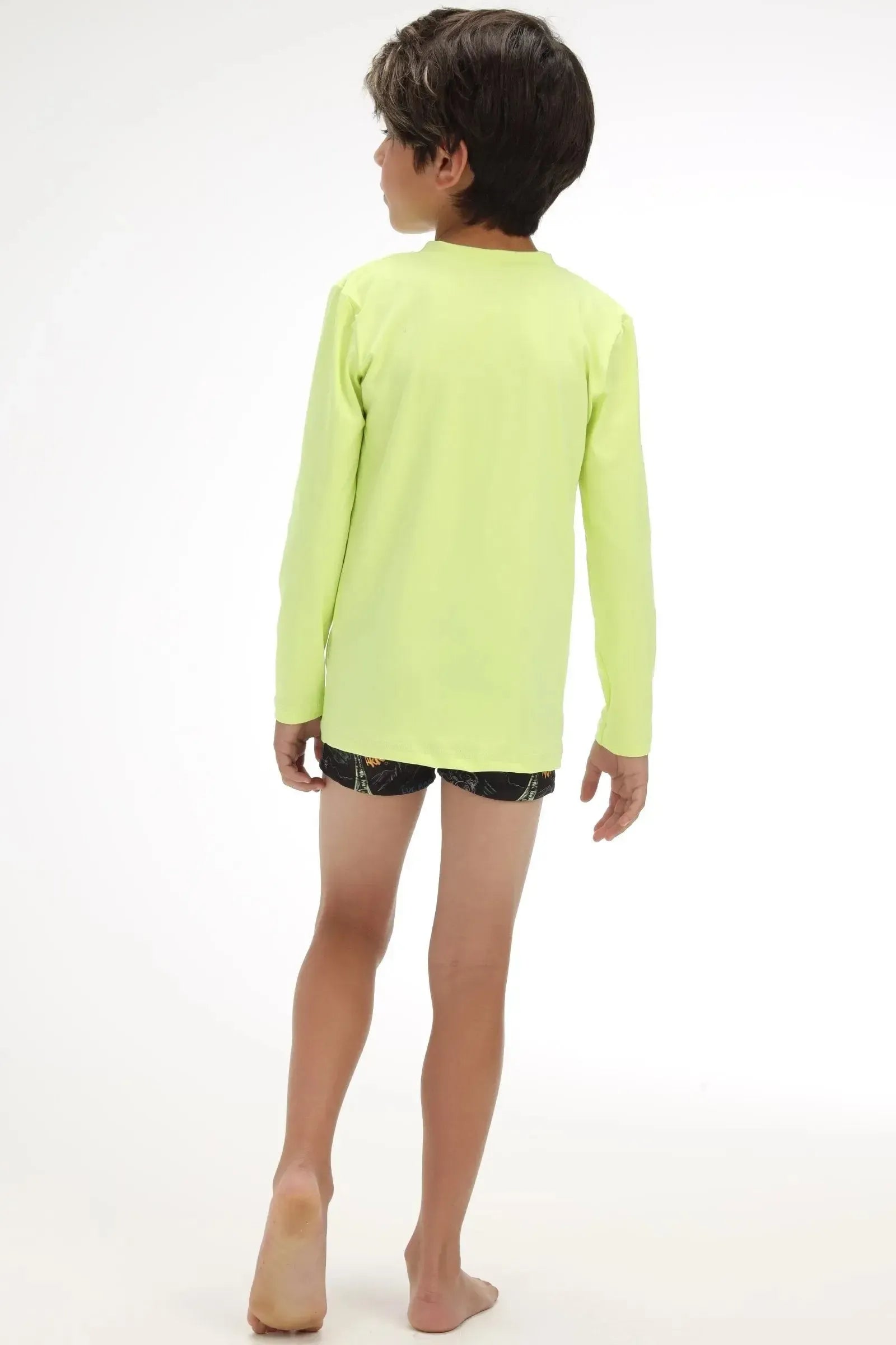 Conjunto de Camiseta e Sunga em Malha UV Dry com Preoteção UV 50+ 92474 LucBoo Infantil Menino