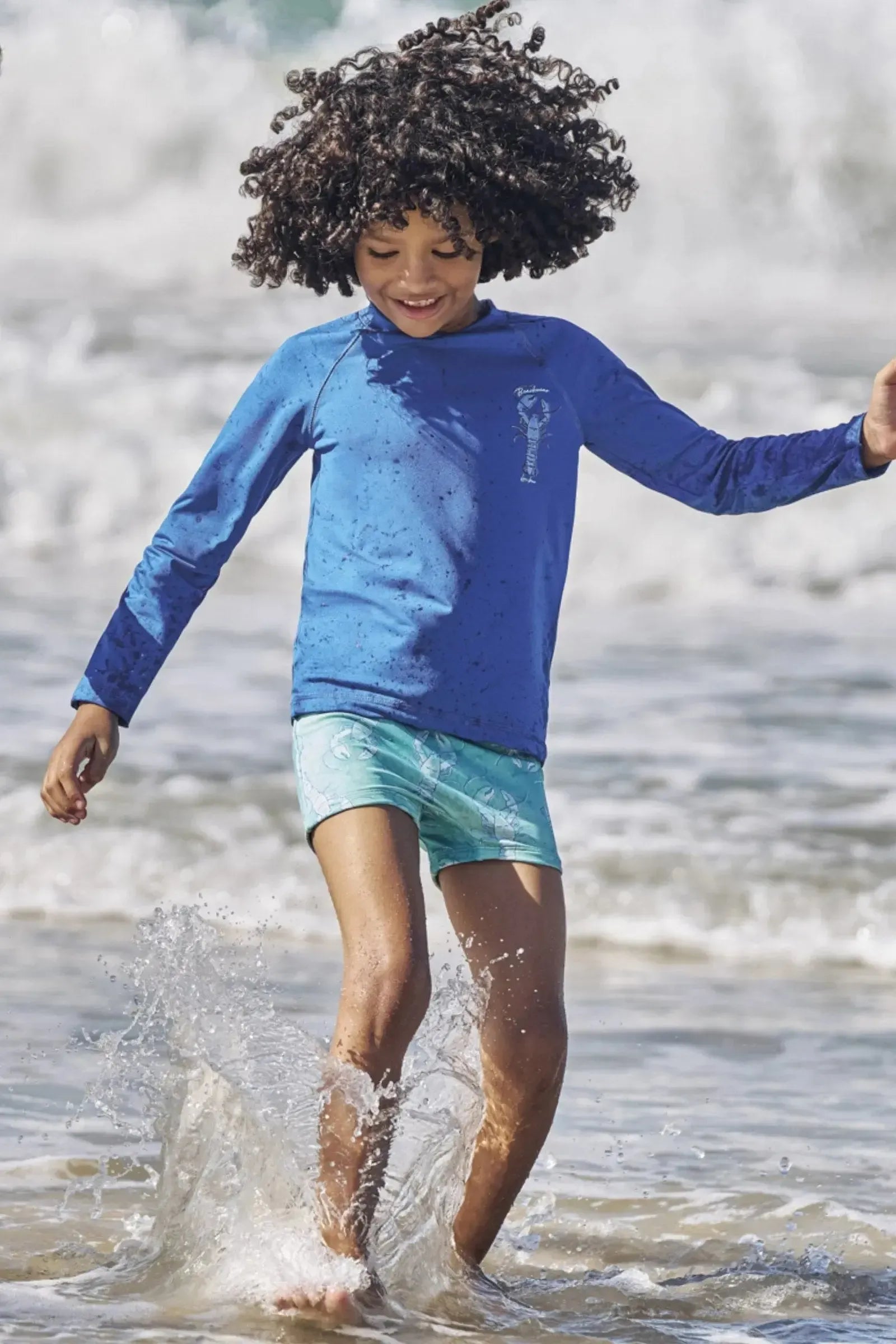 Conjunto de Camiseta e Sunga em Malha UV Dry com Proteção UV 50+ 85123 LucBoo Infantil Menino