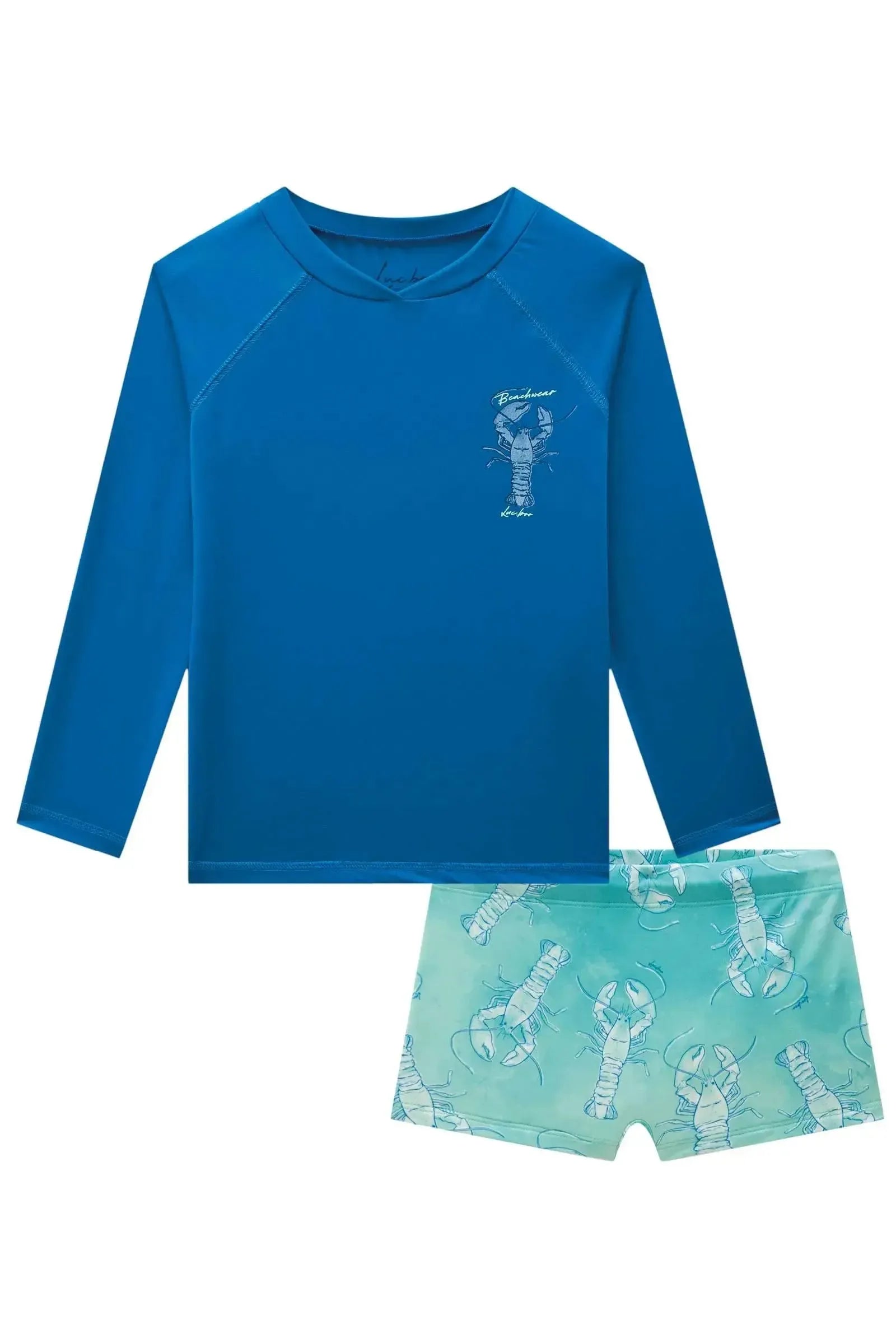 Conjunto de Camiseta e Sunga em Malha UV Dry com Proteção UV 50+ 85123 LucBoo Infantil Menino