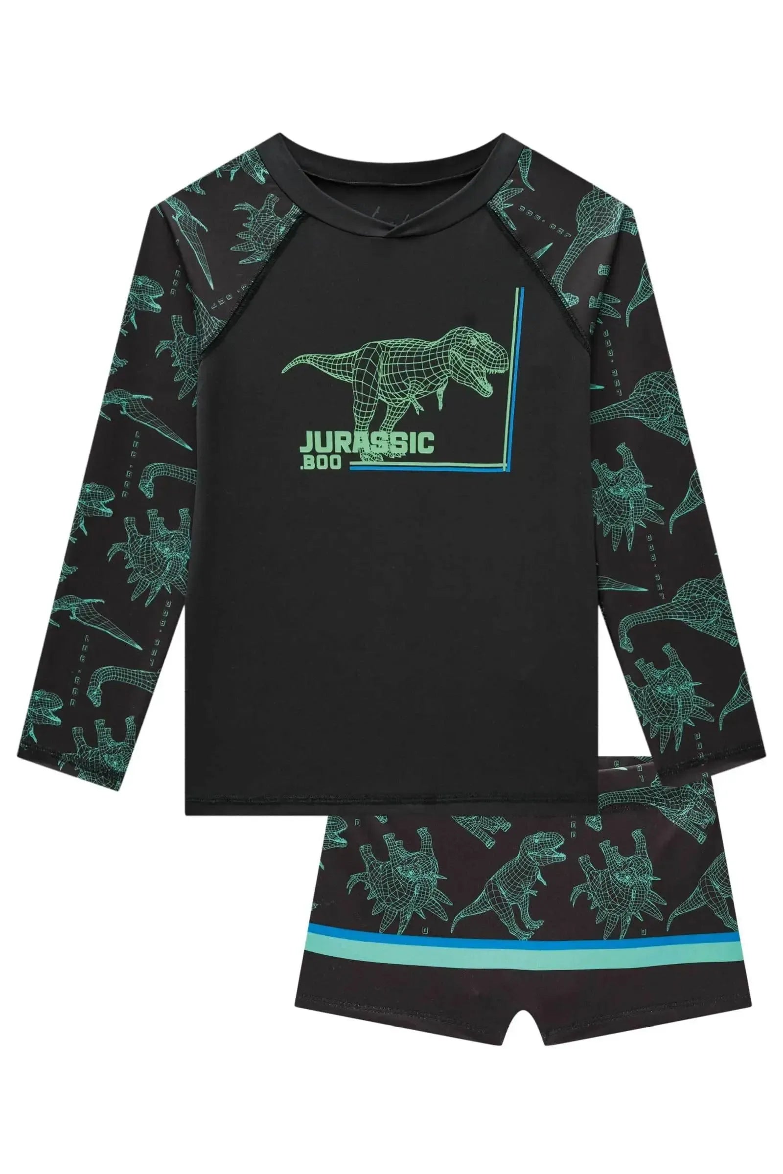 Conjunto de Camiseta e Sunga em Malha UV Dry com Proteção UV 50+ 85125 LucBoo Infantil Menino