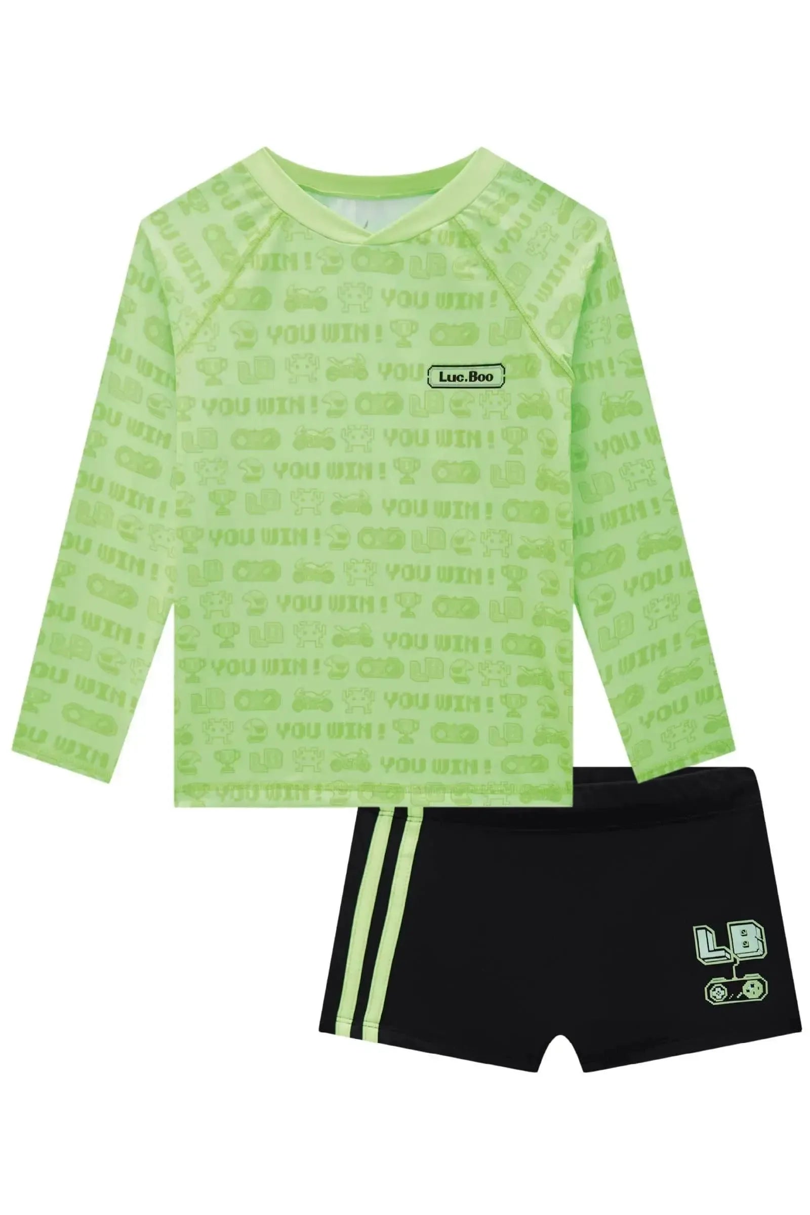 Conjunto de Camiseta e Sunga em Malha UV Dry com Proteção UV 50+ 85147 LucBoo Infantil Menino