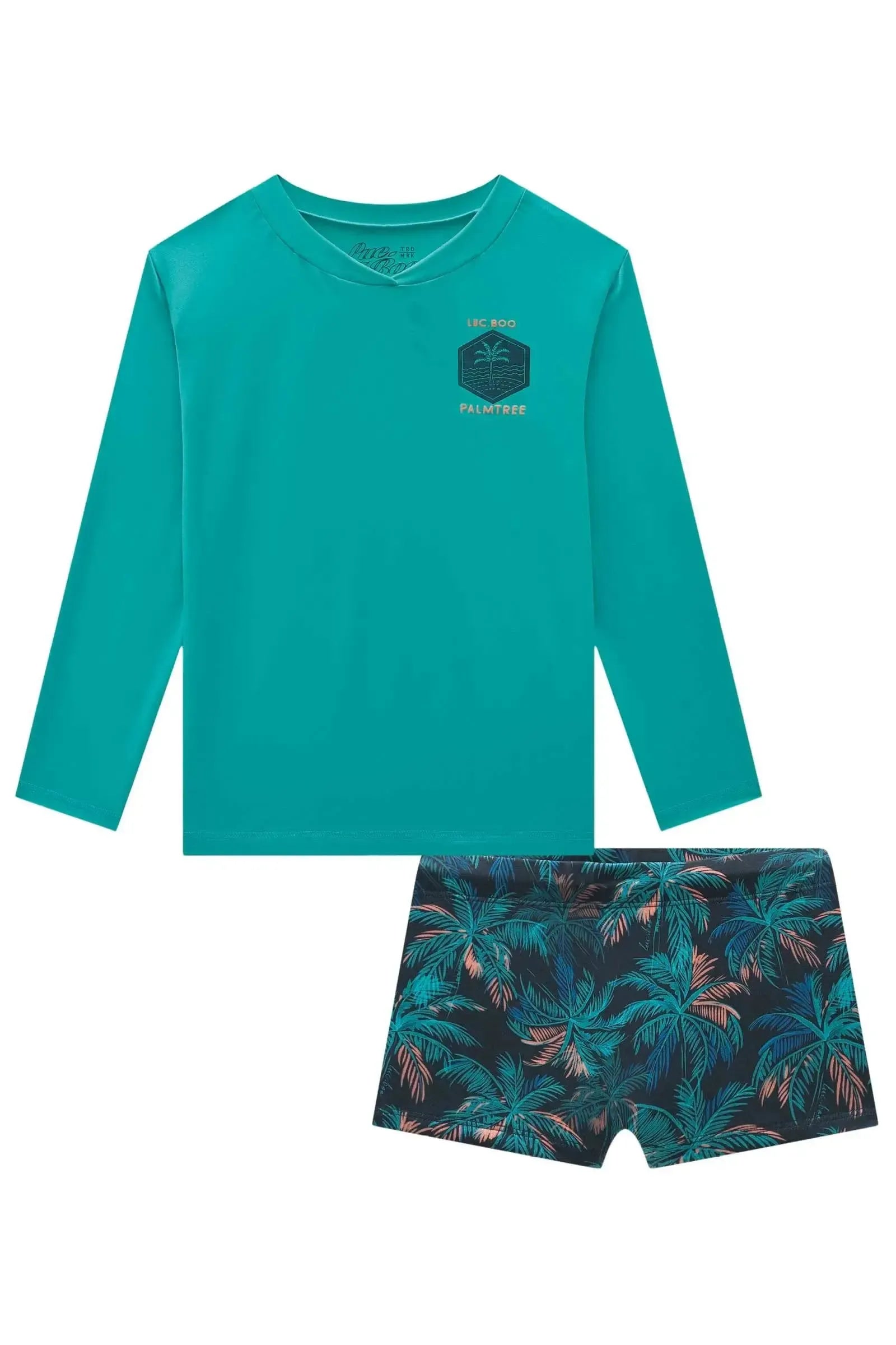 Conjunto de Camiseta e Sunga em Malha UV Dry com Proteção UV 50+ 85182 LucBoo Infantil Menino
