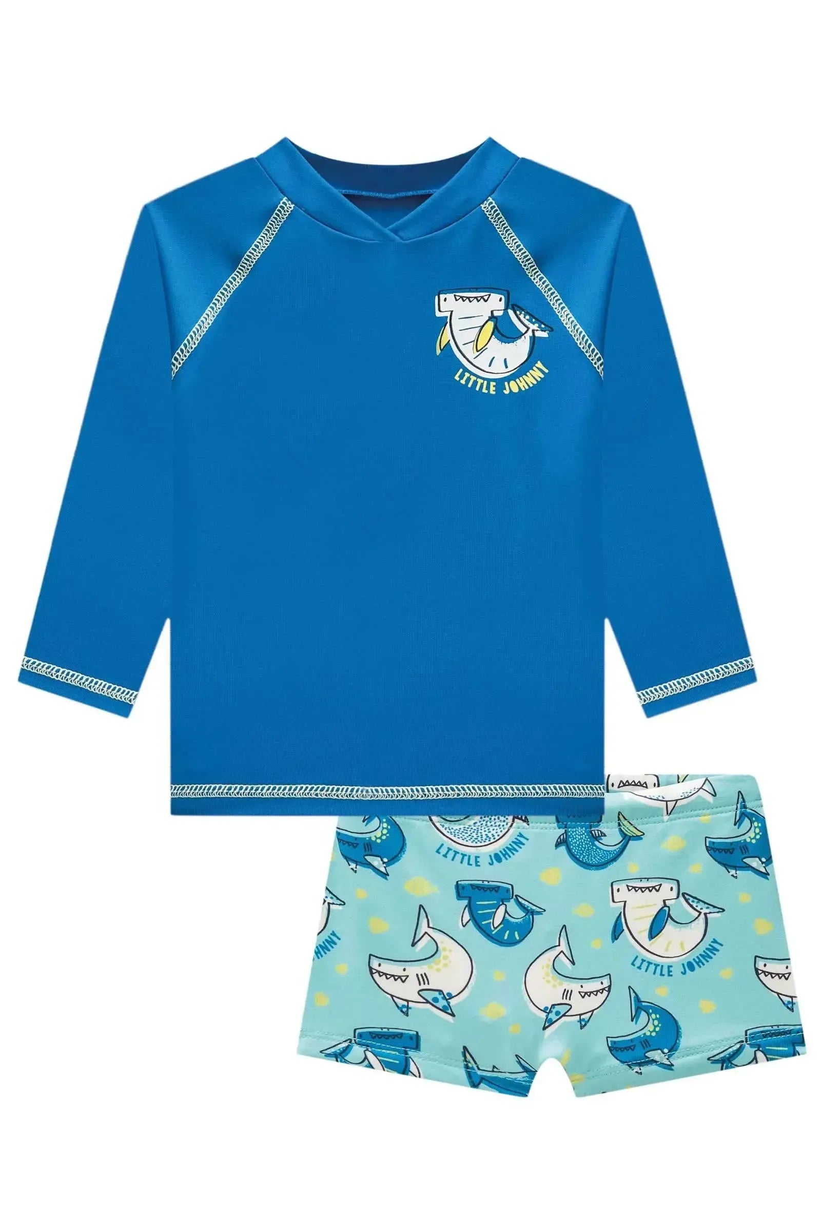 Conjunto de Camiseta e Sunga em Malha Uv Dry com Proteção UV 50+ 85397 Johnny Fox Bebê Menino