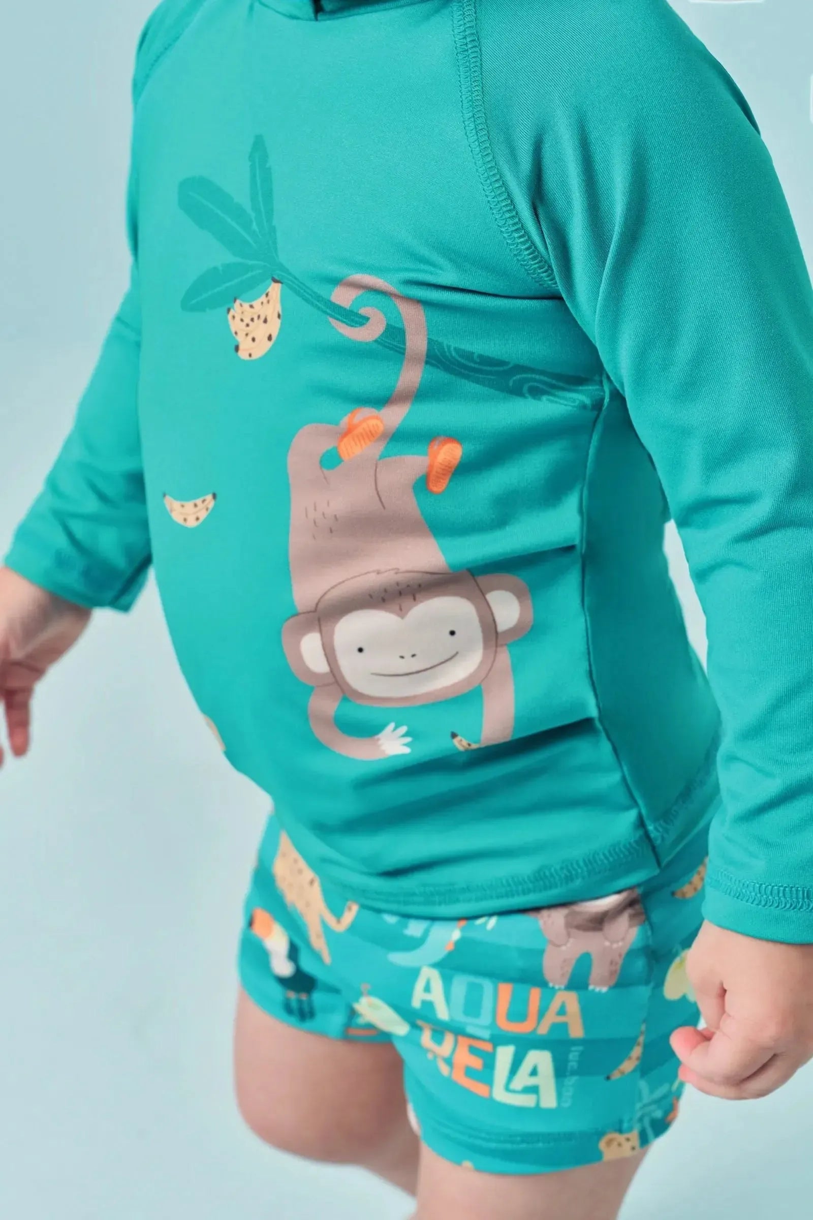 Conjunto de Camiseta e Sunga em Malha UV Dry com Proteção UV 50+ 85503 LucBoo Bebê Menino