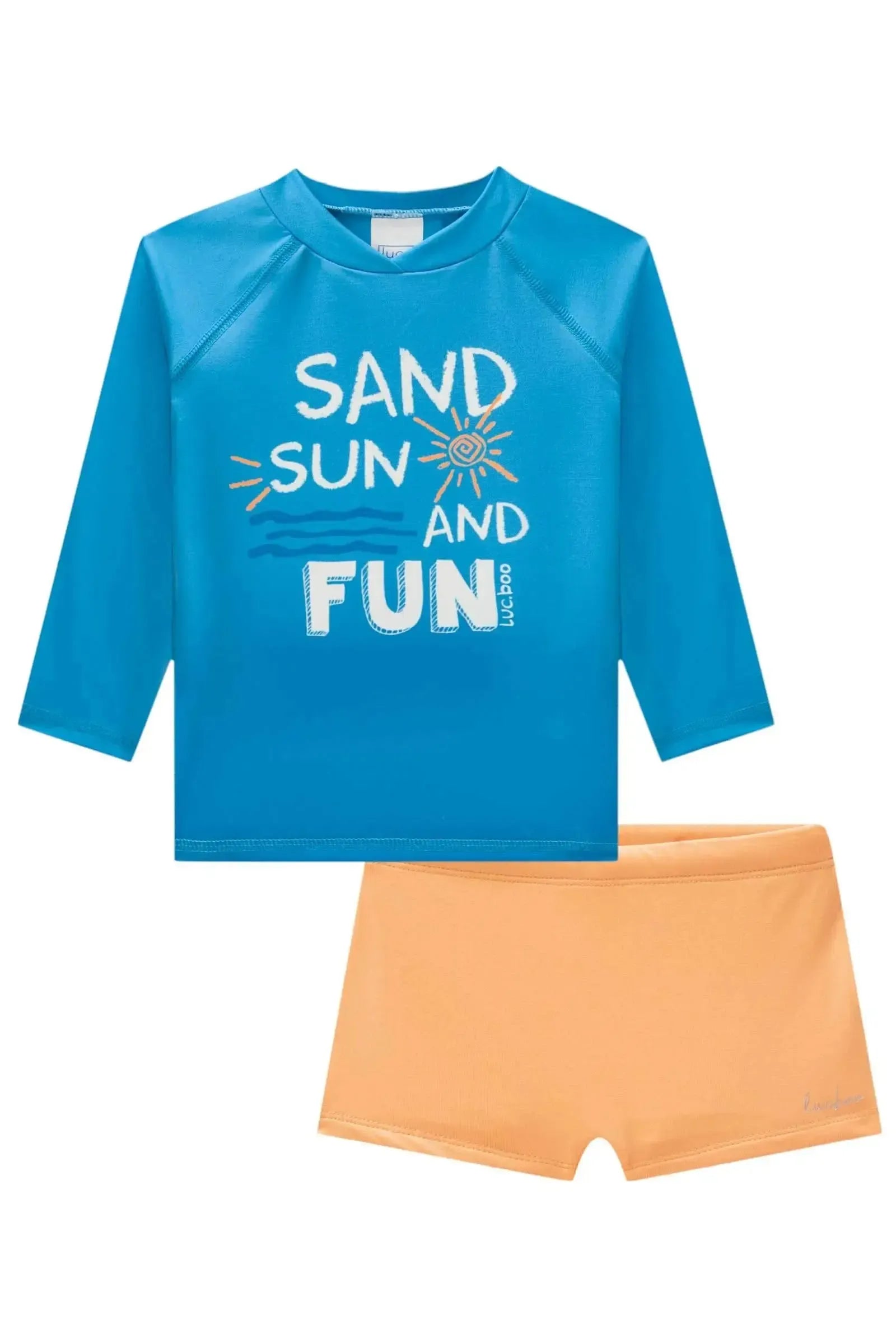 Conjunto de Camiseta e Sunga em Malha UV Dry com Proteção UV 50+ 85545 LucBoo Bebê Menino