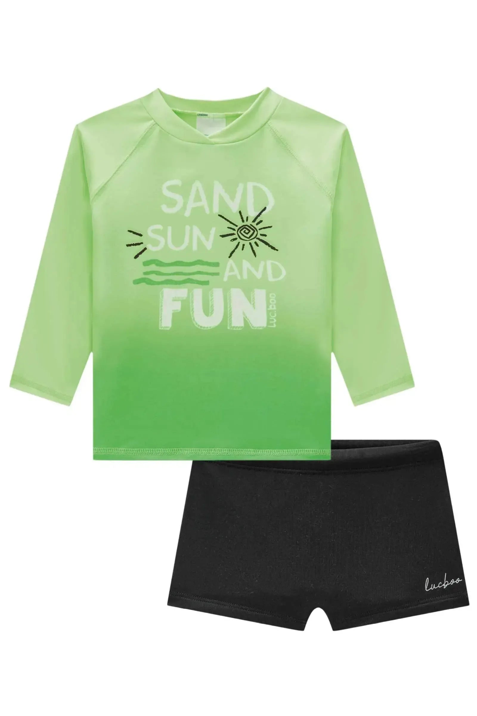 Conjunto de Camiseta e Sunga em Malha UV Dry com Proteção UV 50+ 85545 LucBoo Bebê Menino