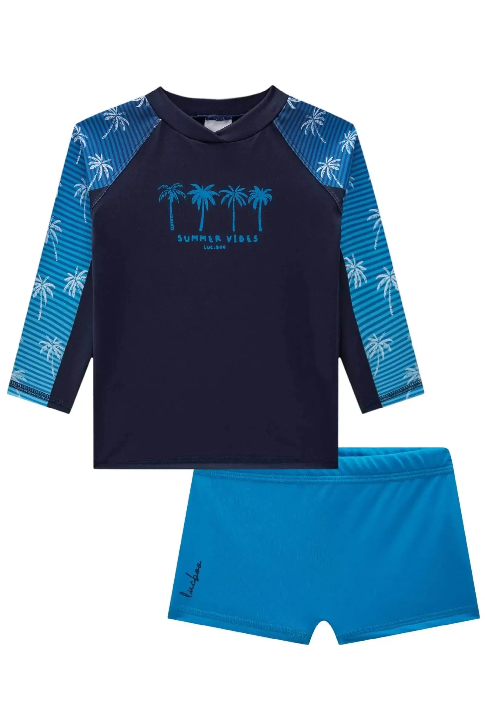 Conjunto de Camiseta e Sunga em Malha UV Dry com Proteção UV 50+ 85548 LucBoo Bebê Menino