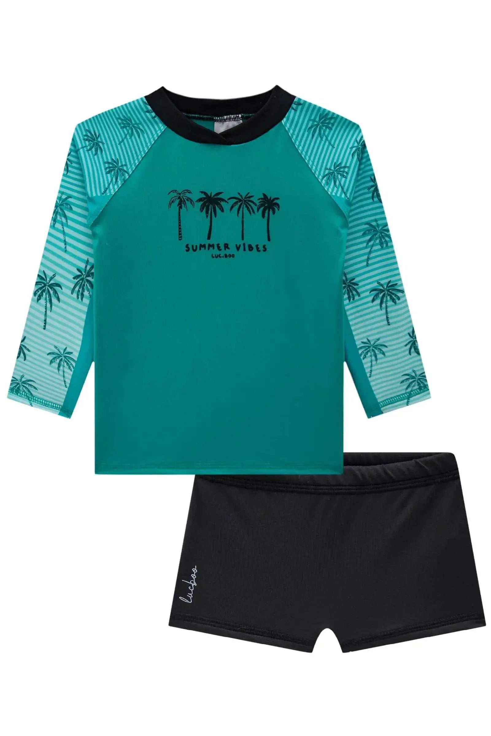 Conjunto de Camiseta e Sunga em Malha UV Dry com Proteção UV 50+ 85548 LucBoo Bebê Menino
