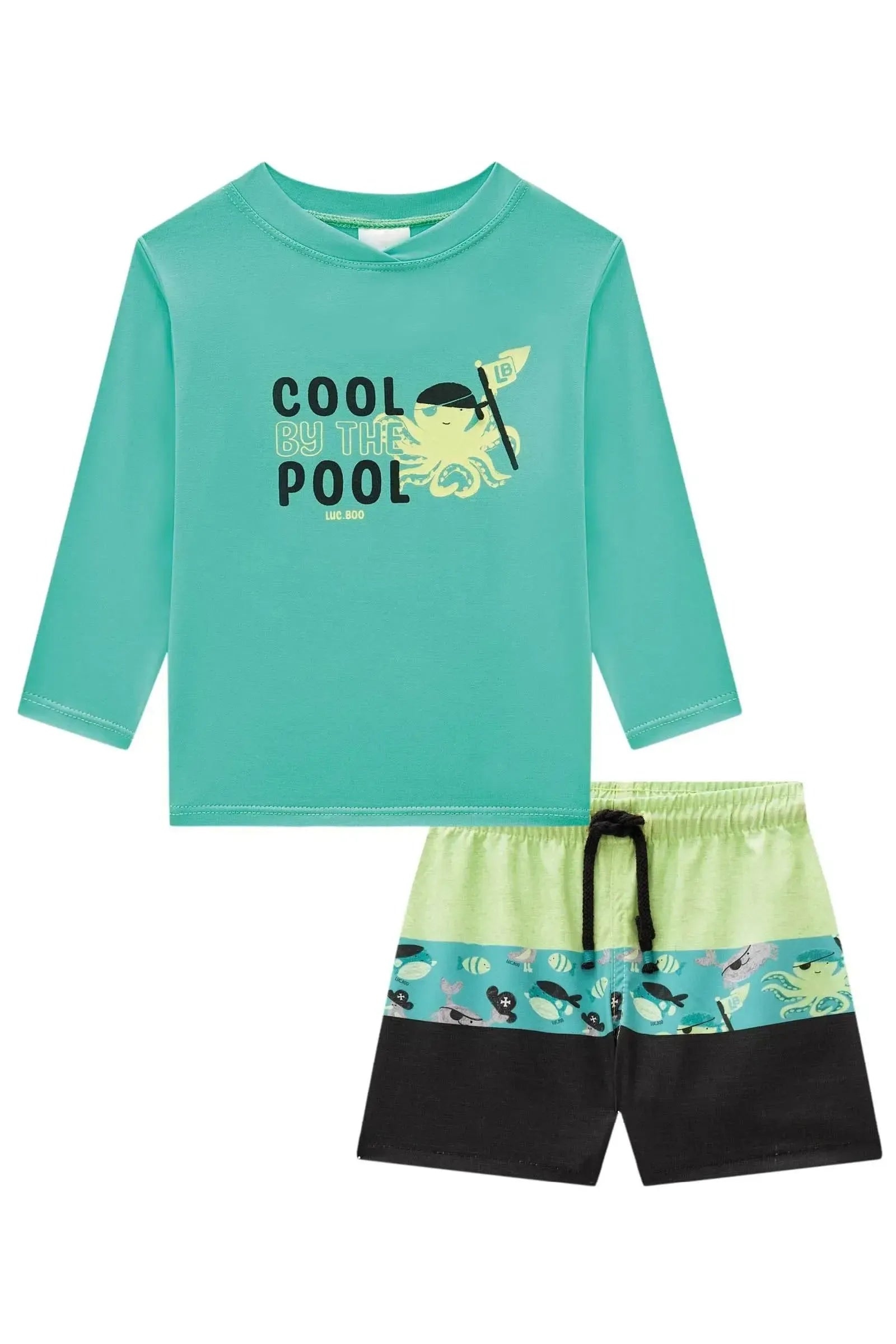 Conjunto de Camiseta e Sunga em Malha UV Dry com Proteção UV 50+ 87633 LucBoo Bebê Menino
