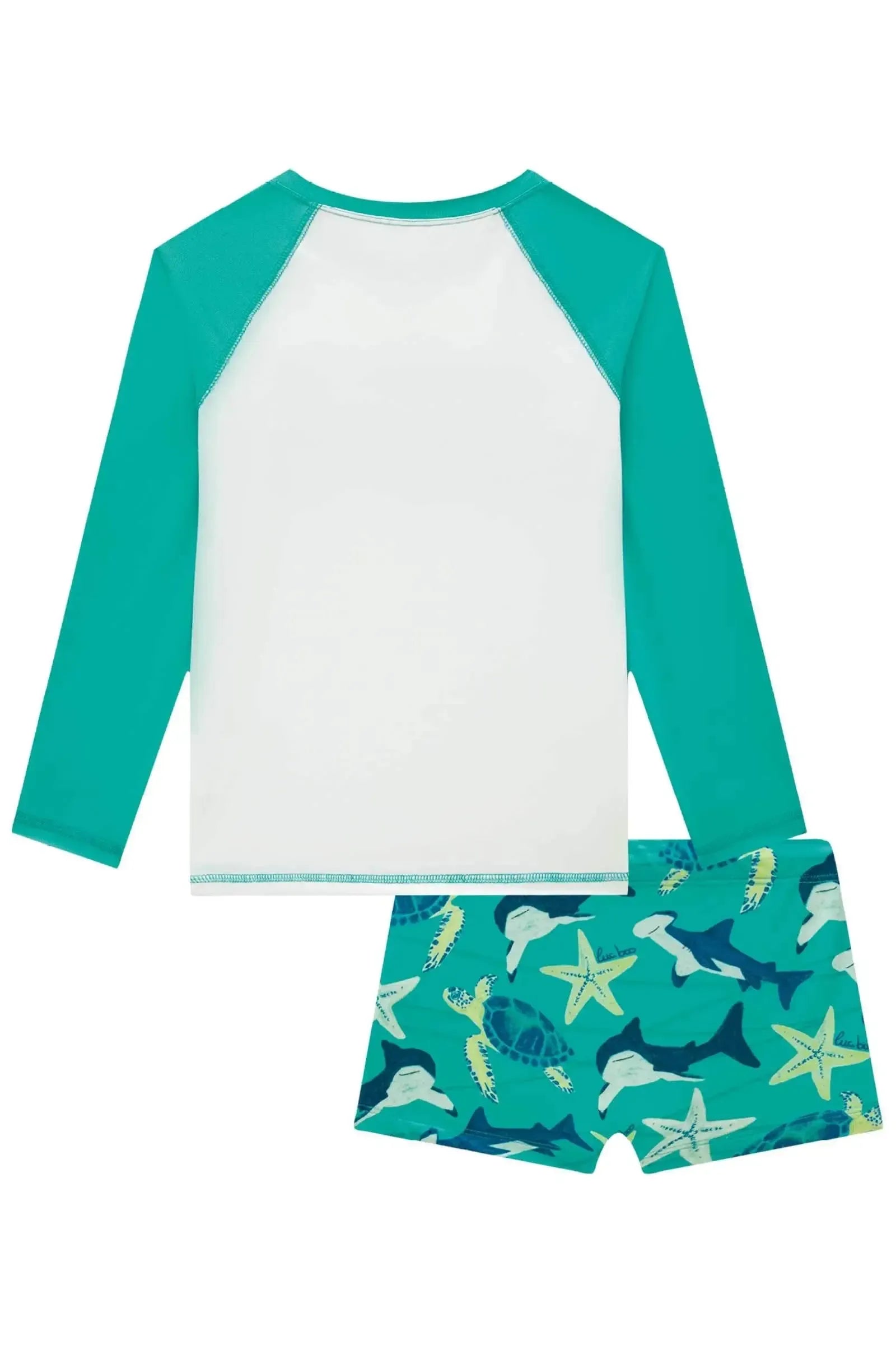 Conjunto de Camiseta e Sunga em Malha UV Dry com Proteção UV 50+ 87970 LucBoo Infantil Menino
