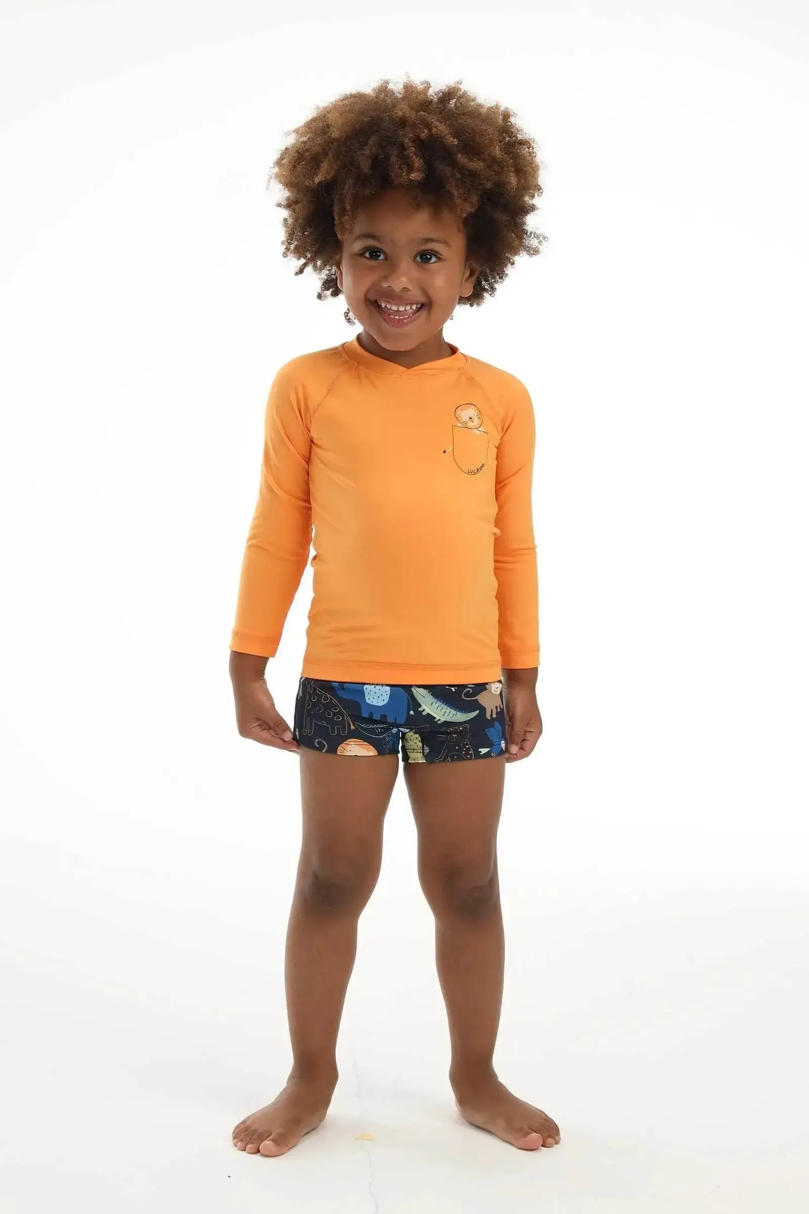 Conjunto de Camiseta e Sunga em Malha UV Dry com Proteção UV 50+ 92882 LucBoo Bebê Menino