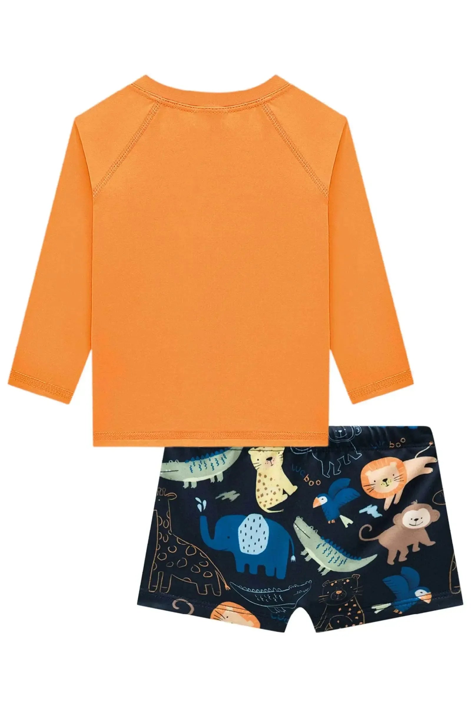 Conjunto de Camiseta e Sunga em Malha UV Dry com Proteção UV 50+ 92882 LucBoo Bebê Menino