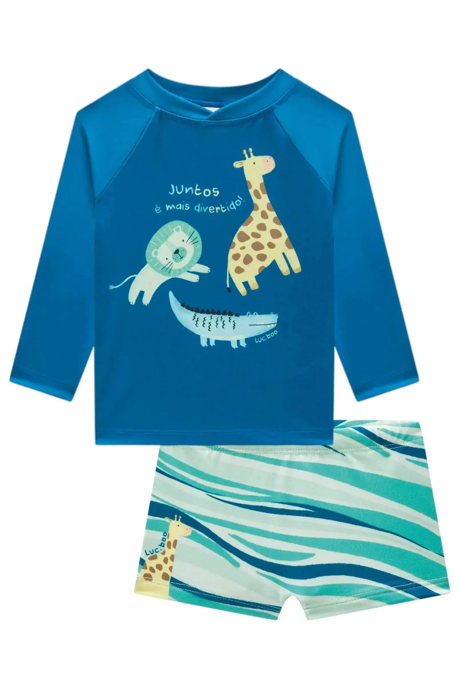 Conjunto de Camiseta e Sunga em Malha UV Dry com Proteção UV 50+ 93131 LucBoo Bebê Menino