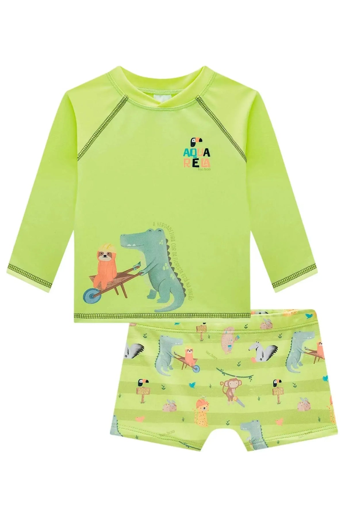 Conjunto de Camiseta e Sunga em Malha UV Dry com Proteção UV 50+ 99274 LucBoo Bebê Menino