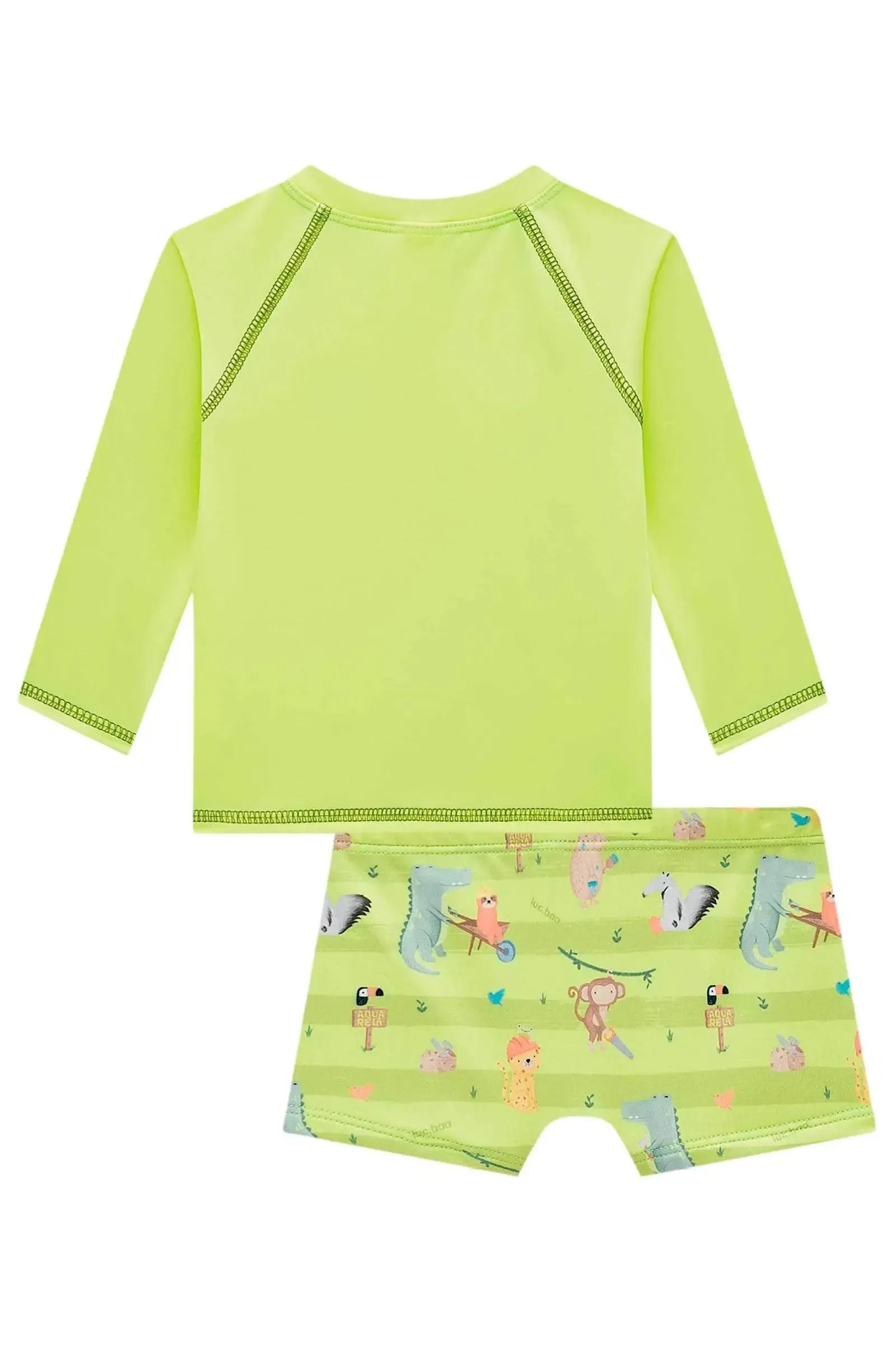 Conjunto de Camiseta e Sunga em Malha UV Dry com Proteção UV 50+ 99274 LucBoo Bebê Menino