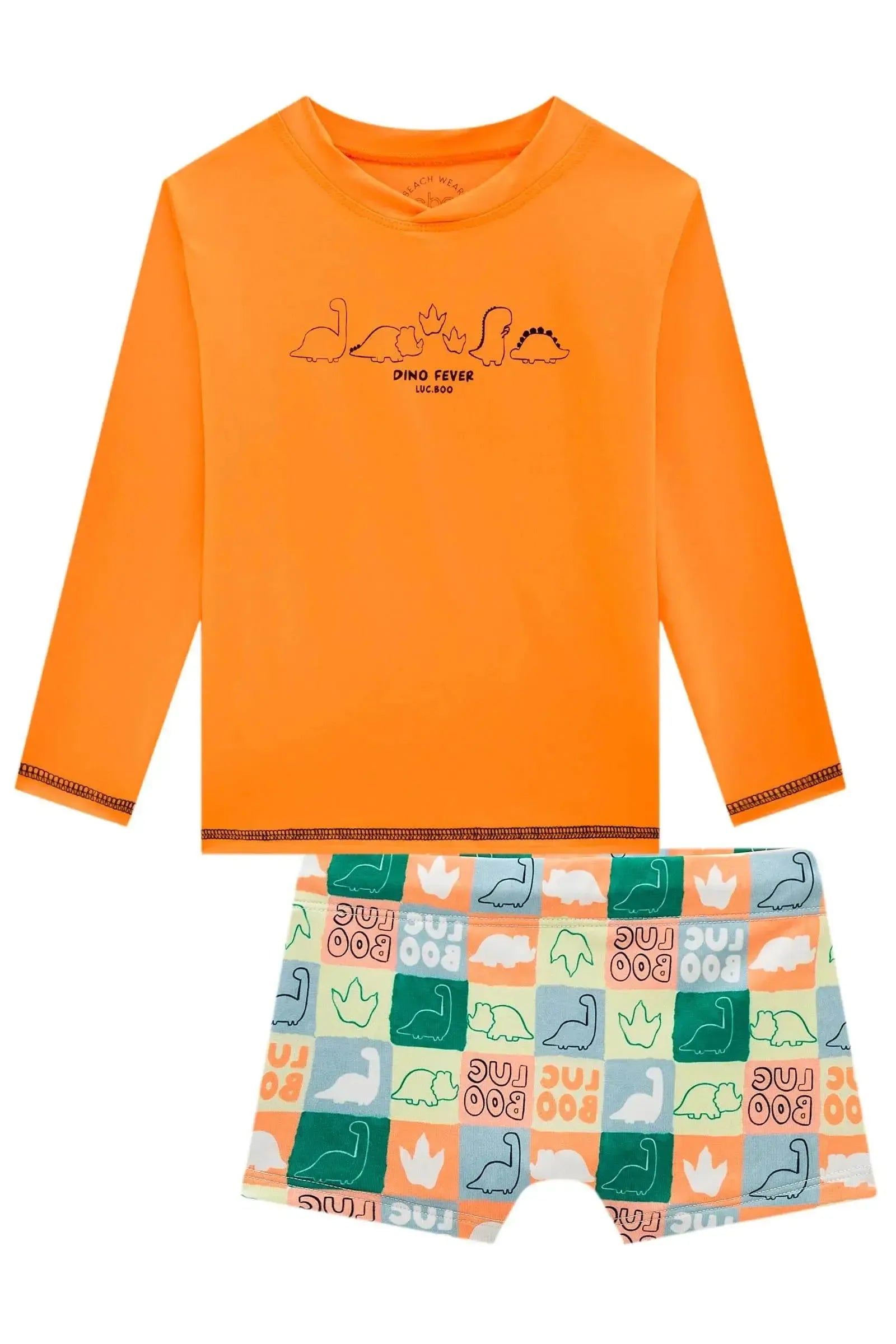 Conjunto de Camiseta e Sunga em Malha UV Dry com Proteção UV 50+ 99277 LucBoo Infantil Menino