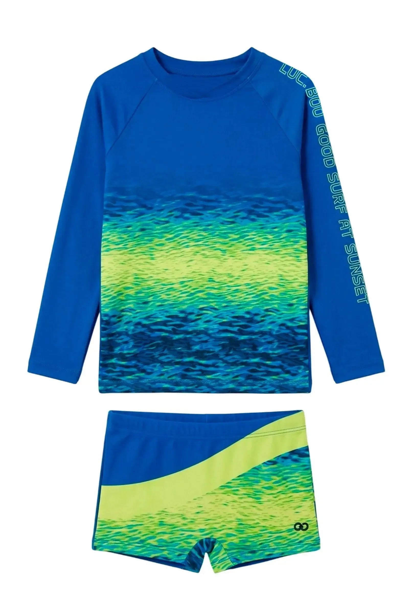 Conjunto de Camiseta e Sunga em Malha UV Dry com Proteção UV50+ 24693 LucBoo Infantil Menino