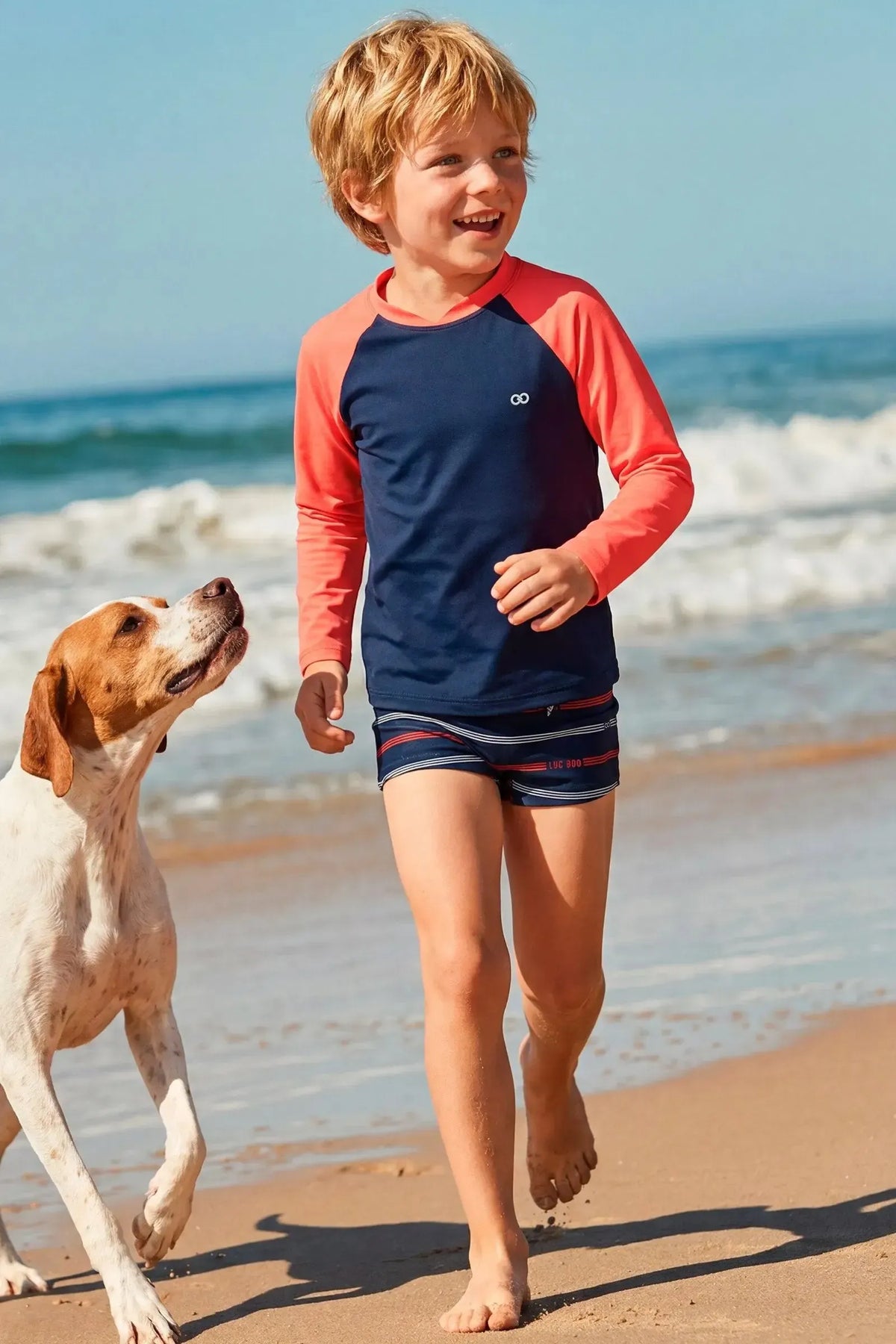 Conjunto de Camiseta e Sunga em Malha UV Dry com Proteção UV50+ 24702 LucBoo Infantil Menino