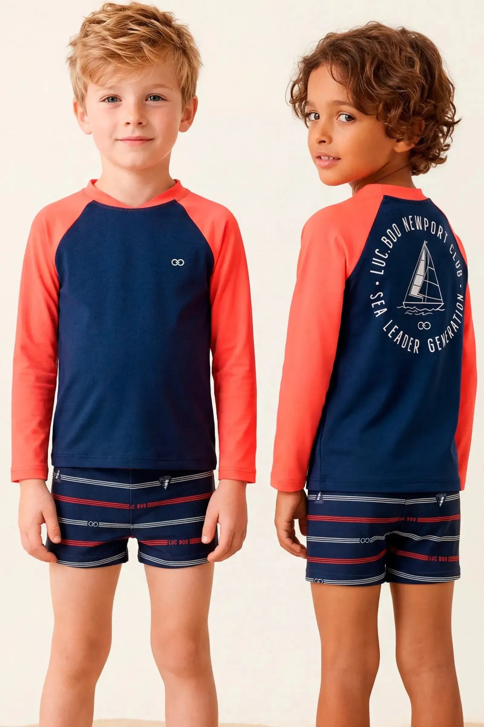 Conjunto de Camiseta e Sunga em Malha UV Dry com Proteção UV50+ 24702 LucBoo Infantil Menino