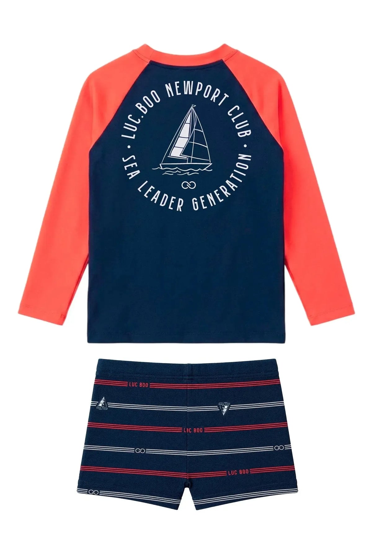 Conjunto de Camiseta e Sunga em Malha UV Dry com Proteção UV50+ 24702 LucBoo Infantil Menino