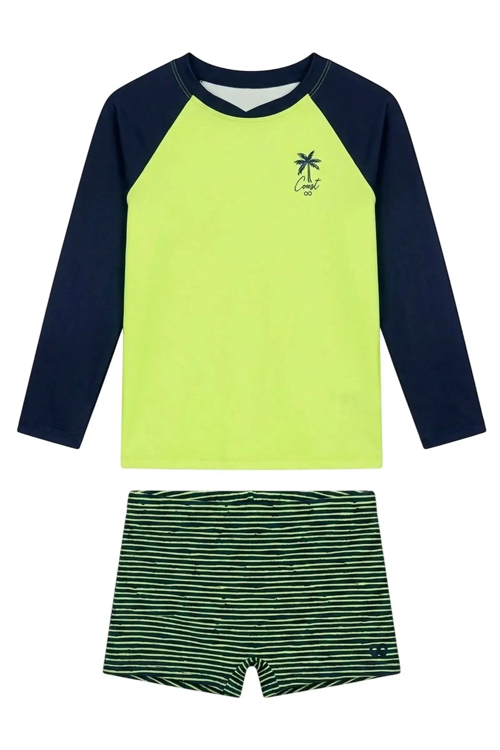 Conjunto de Camiseta e Sunga em Malha UV Dry com Proteção UV50+ 24729 LucBoo Infantil Menino