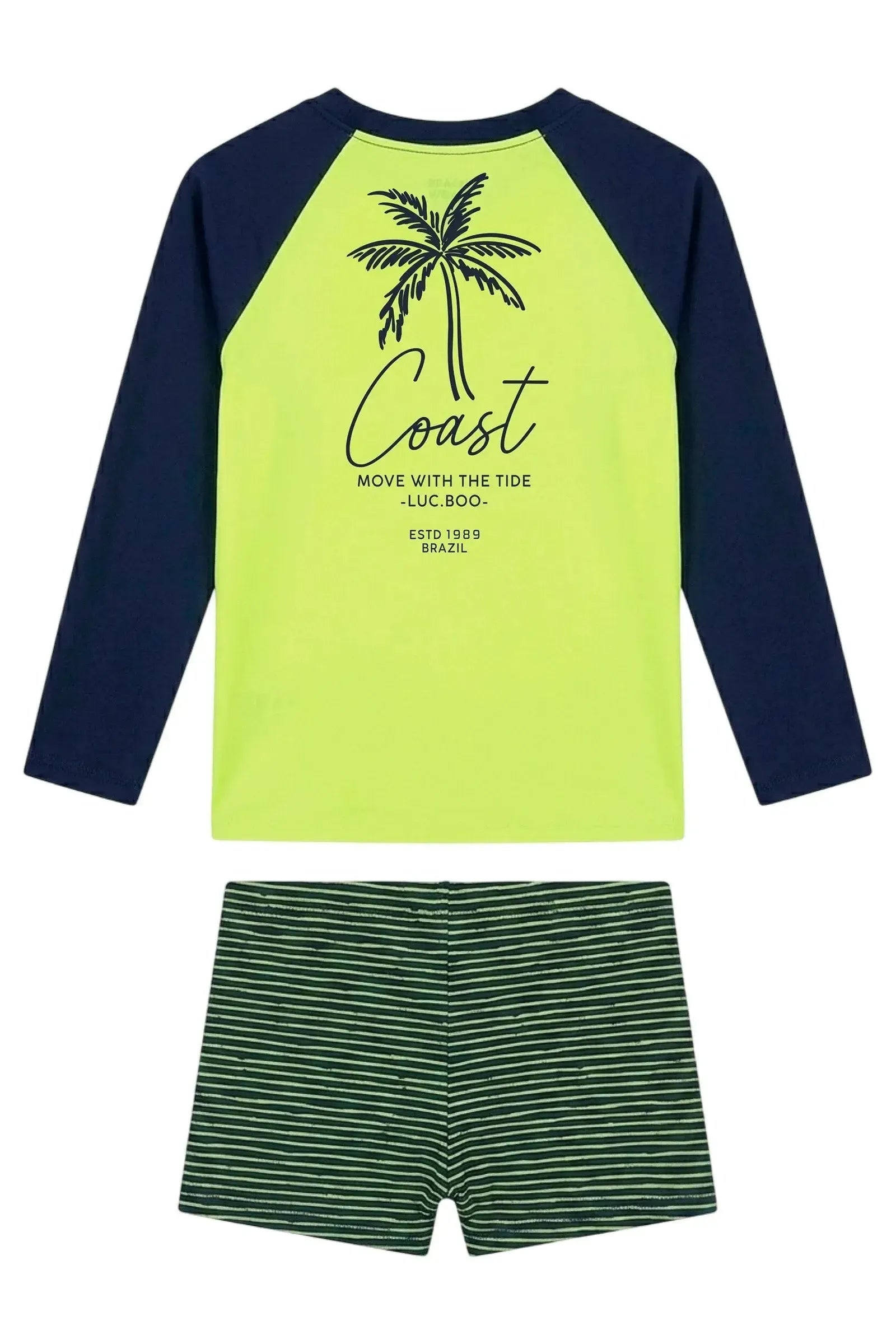 Conjunto de Camiseta e Sunga em Malha UV Dry com Proteção UV50+ 24729 LucBoo Infantil Menino