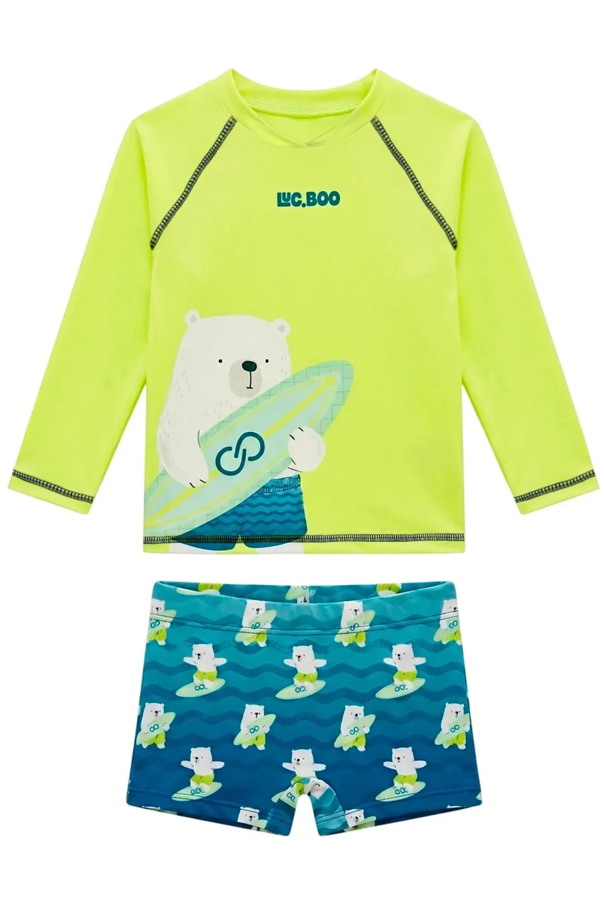 Conjunto de Camiseta e Sunga em Malha UV Dry com Proteção UV50+ 24760 LucBoo Infantil Menino