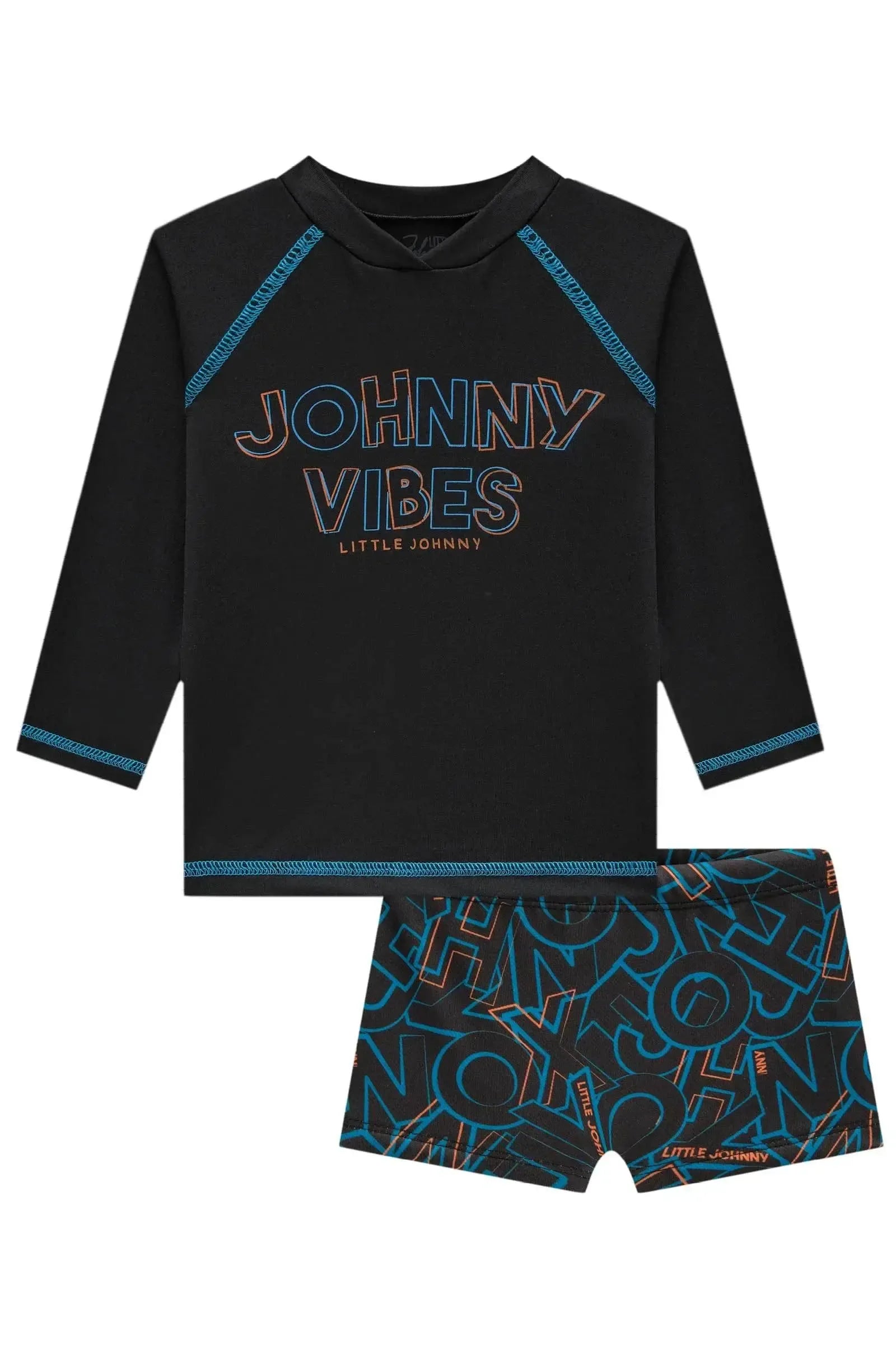 Conjunto de Camiseta e Sunga em Malha Uv Dry com Proteção UV50+ 85379 Johnny Fox Bebê Menino