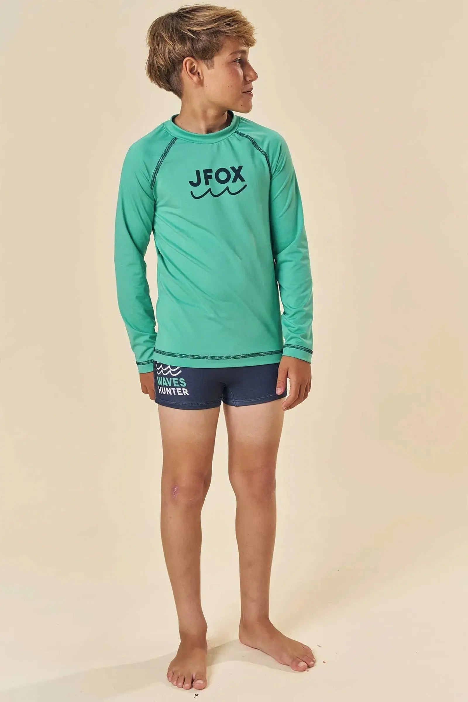 Conjunto de Camiseta e Sunga em Malha Uv Dry com Proteção UV50+ 85440 Johnny Fox Teen Menino