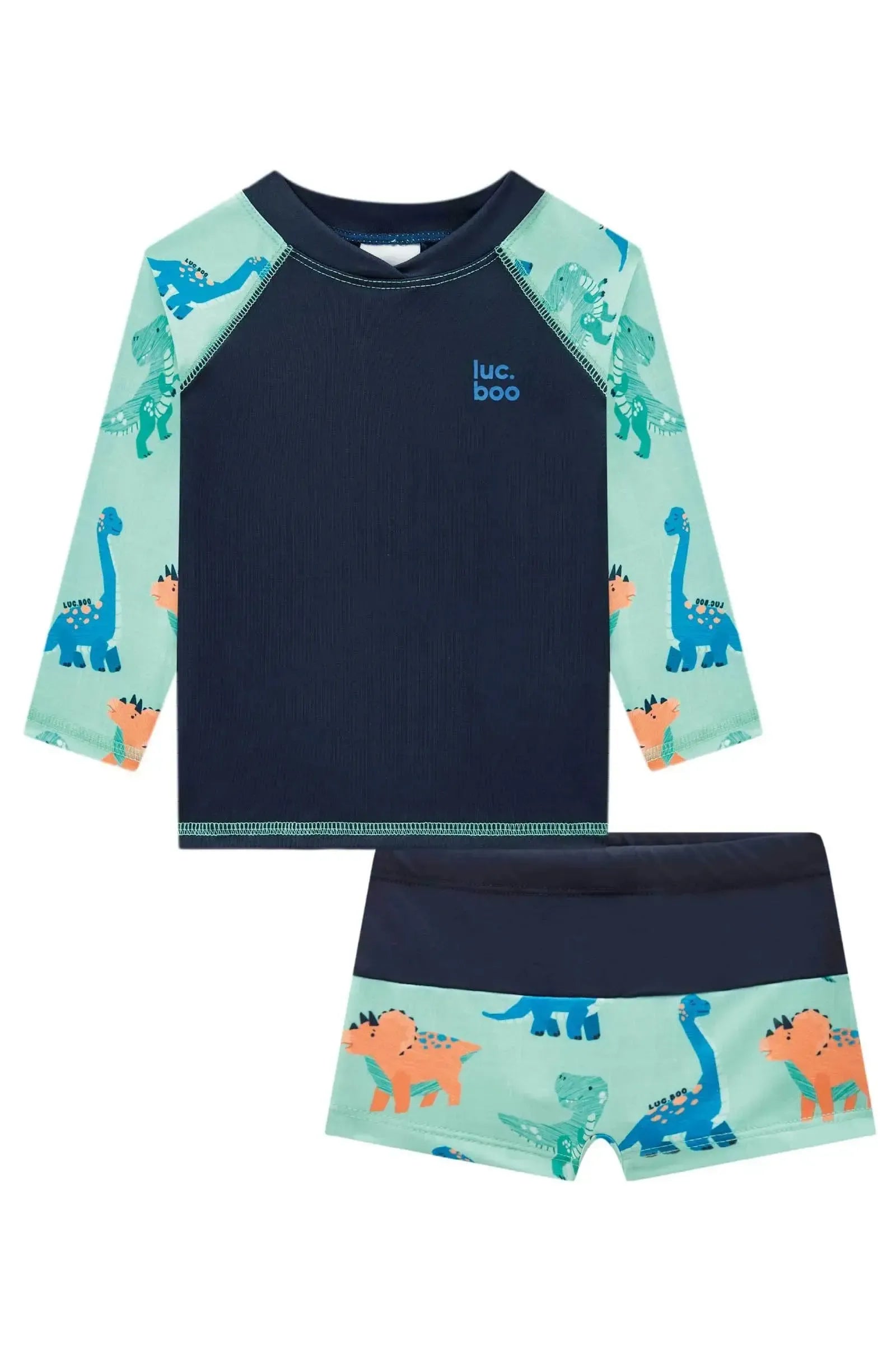 Conjunto de Camiseta e Sunga em Malha UV Dry com Proteção UV50+ 87649 LucBoo Bebê Menino