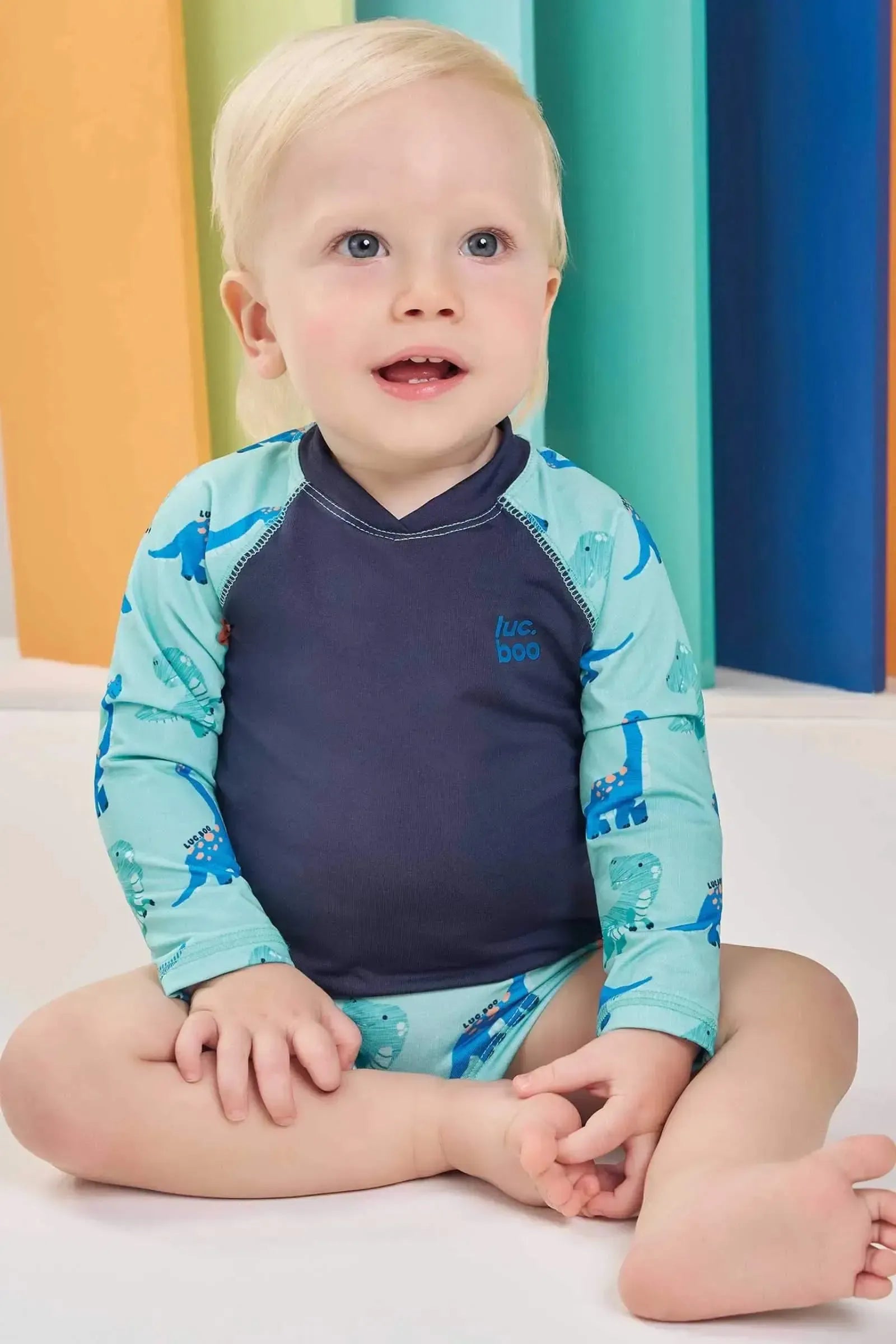 Conjunto de Camiseta e Sunga em Malha UV Dry com Proteção UV50+ 87649 LucBoo Bebê Menino