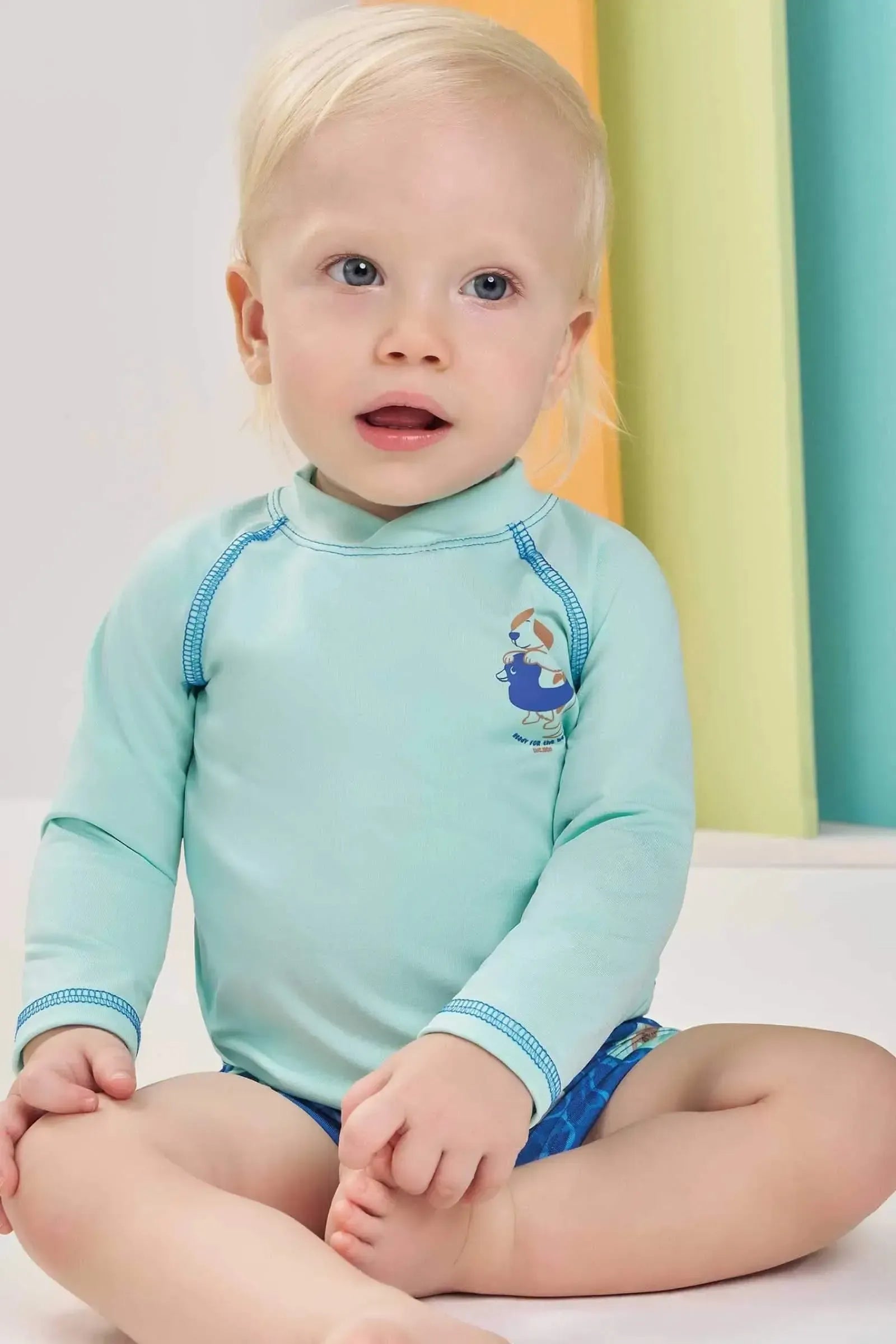 Conjunto de Camiseta e Sunga em Malha UV Dry com Proteção UV50+ 87663 LucBoo Bebê Menino