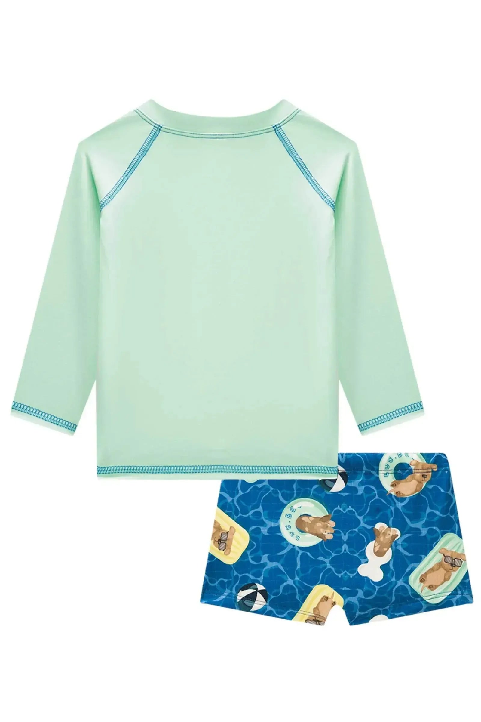 Conjunto de Camiseta e Sunga em Malha UV Dry com Proteção UV50+ 87663 LucBoo Bebê Menino