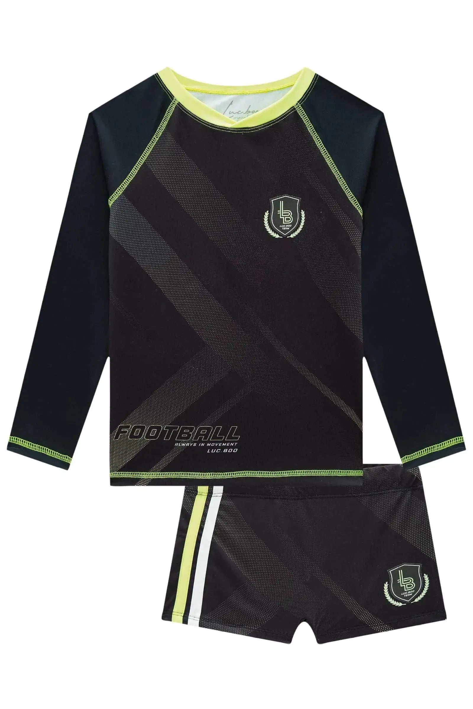 Conjunto de Camiseta e Sunga em Malha UV Dry com Proteção UV50+ 87975 LucBoo Infantil Menino