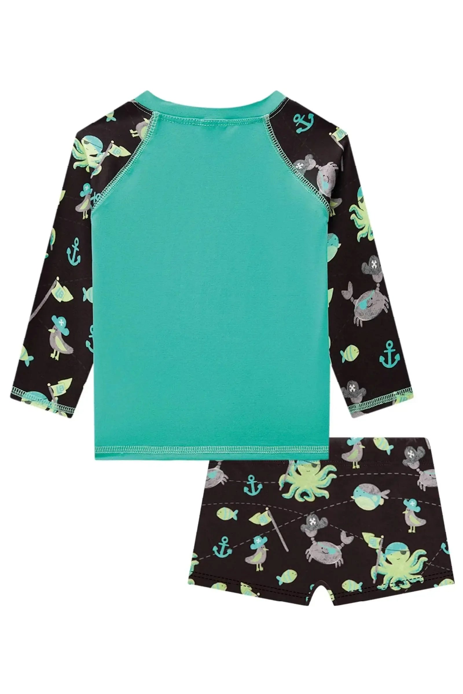 Conjunto de Camiseta e Sunga em Malha UV Dry com Proteção UV50+ 88678 LucBoo Bebê Menino