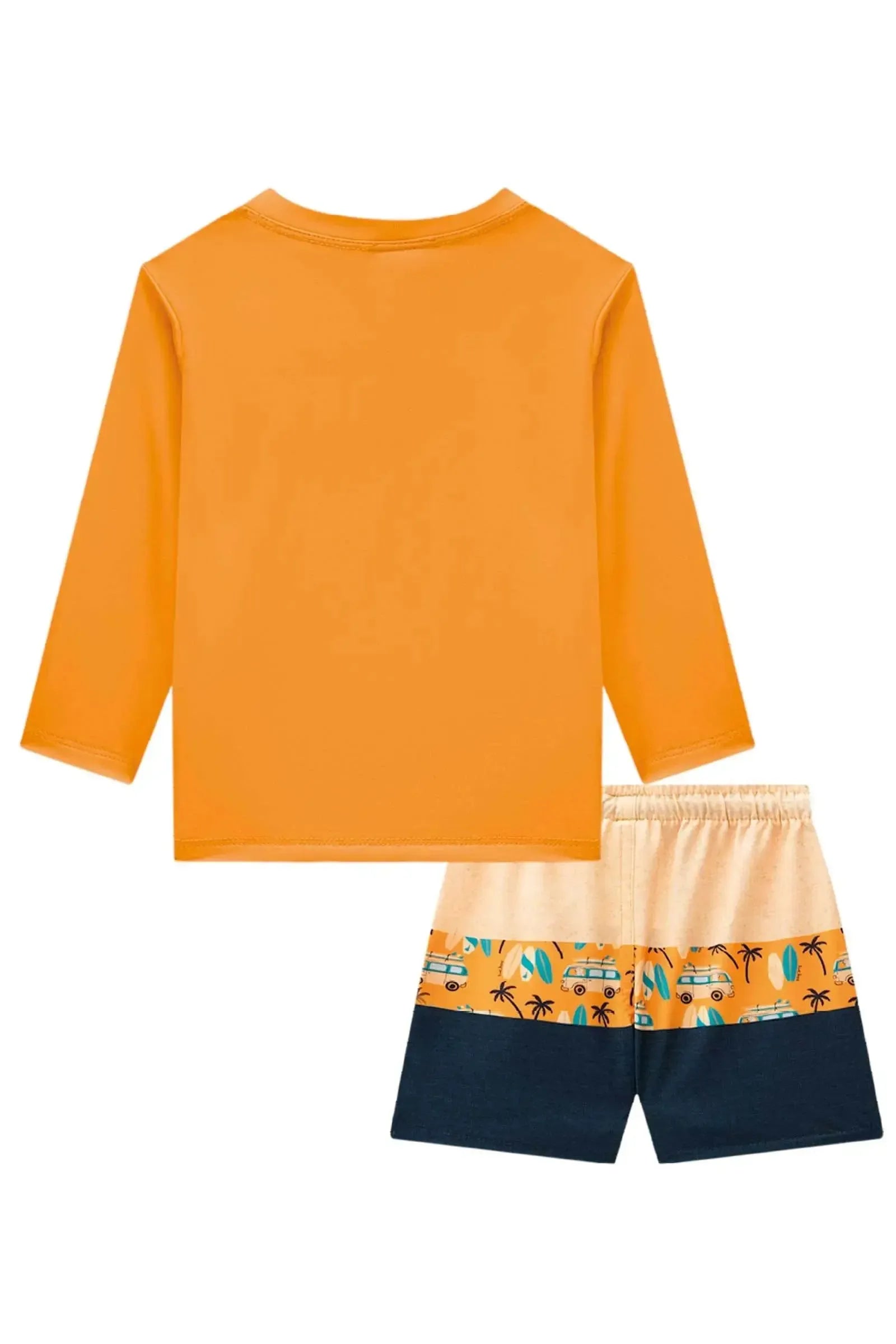 Conjunto de Camiseta e Sunga em Malha UV Dry com Proteção UV50+ 88702 LucBoo Bebê Menino