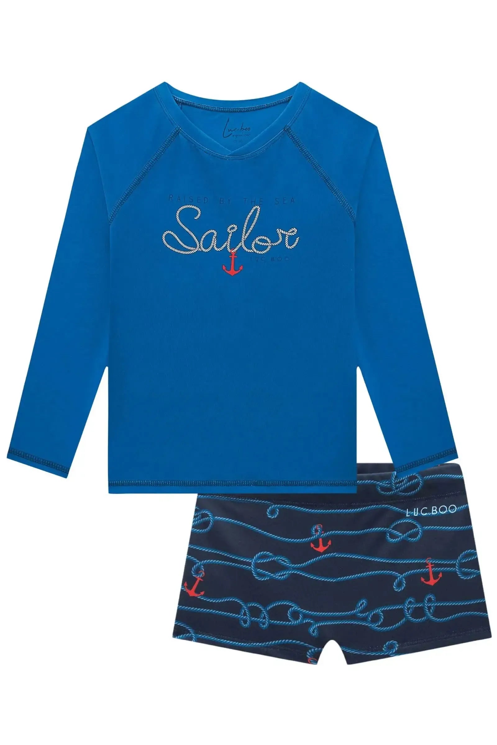Conjunto de Camiseta e Sunga em Malha UV Dry com Proteção UV50+ 92478 LucBoo Infantil Menino