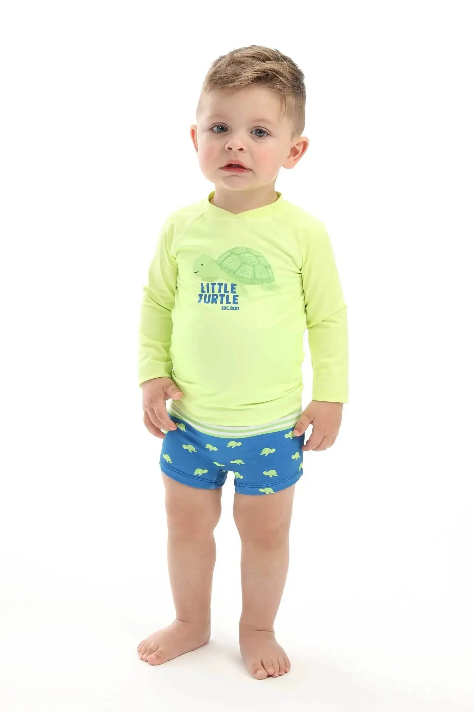 Conjunto de Camiseta e Sunga em Malha UV Dry com Proteção UV50+ 92831 LucBoo Bebê Menino