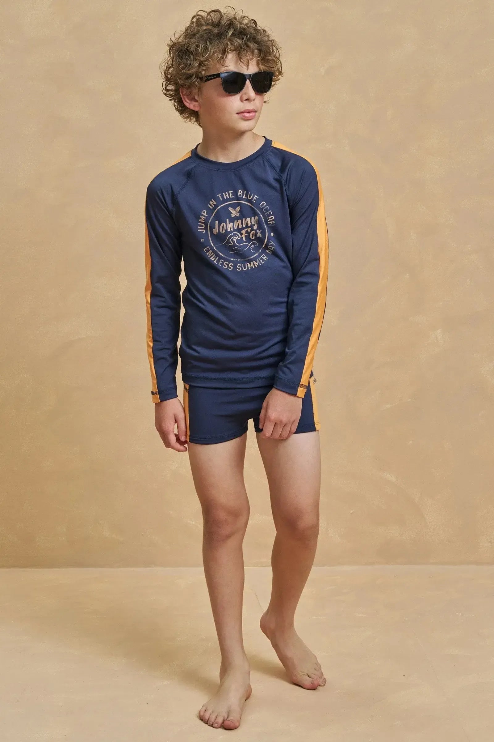 Conjunto de Camiseta e Sunga em Malha Uv Dry com Proteção UV50+ 93343 Johnny Fox Teen Menino