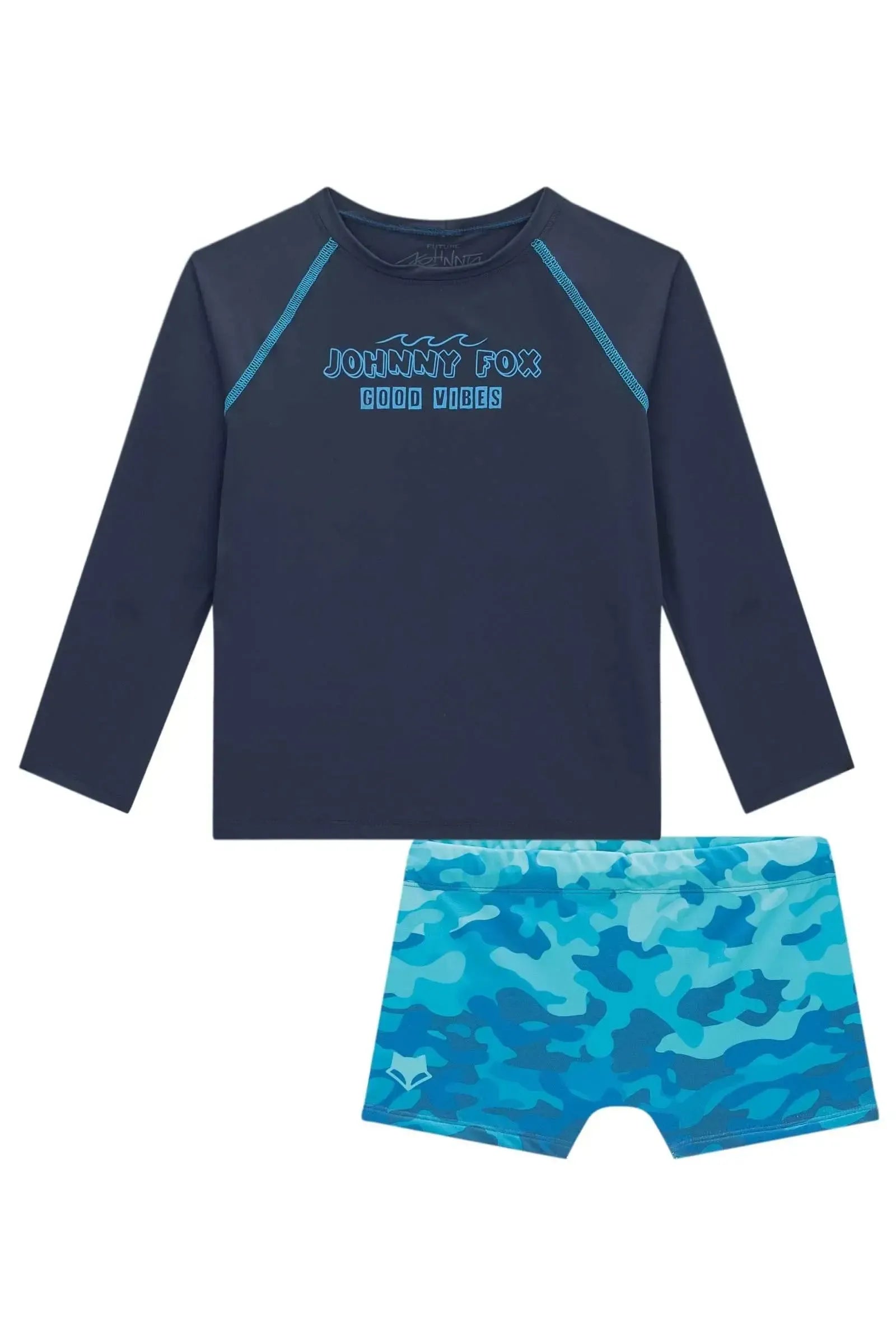 Conjunto de Camiseta e Sunga em Malha Uv Dry com Proteção UV50+ 93349 Johnny Fox Teen Menino