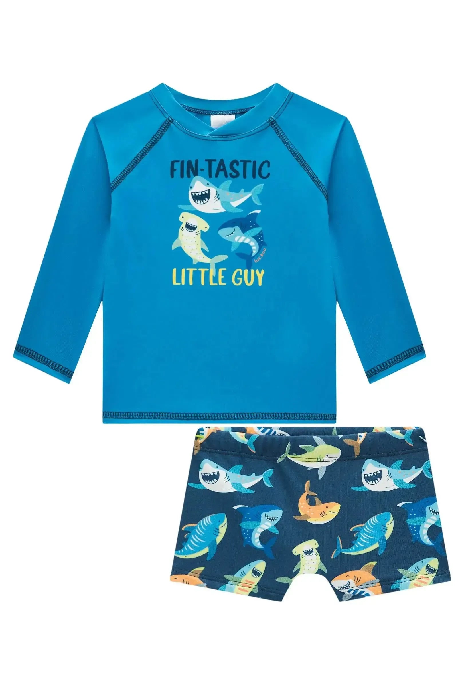Conjunto de Camiseta e Sunga em Malha UV Dry com Proteção UV50+ 95707 LucBoo Bebê Menino