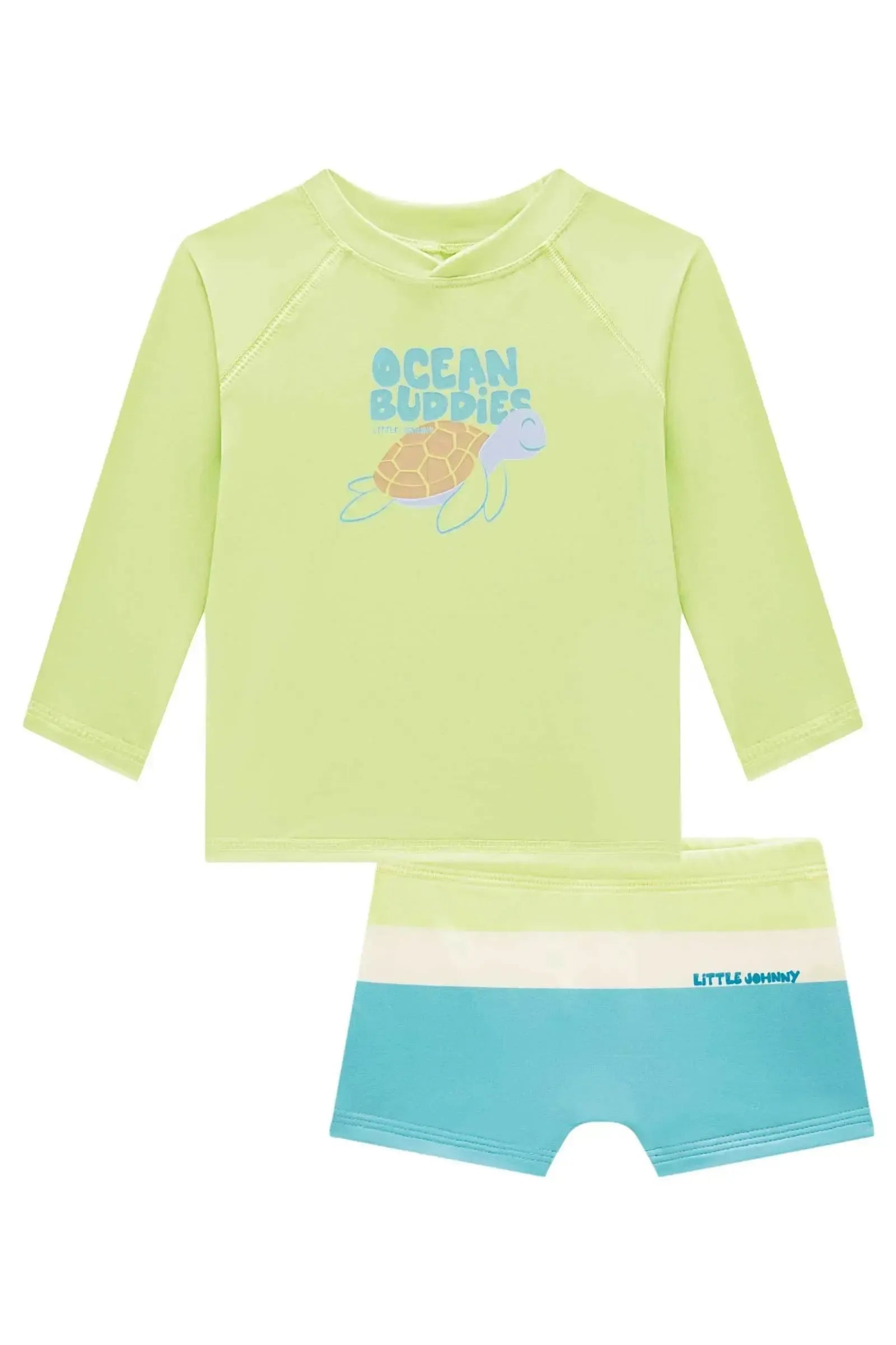 Conjunto de Camiseta e Sunga em Malha Uv Dry com Proteção UV50+ 95735 Johnny Fox Bebê Menino