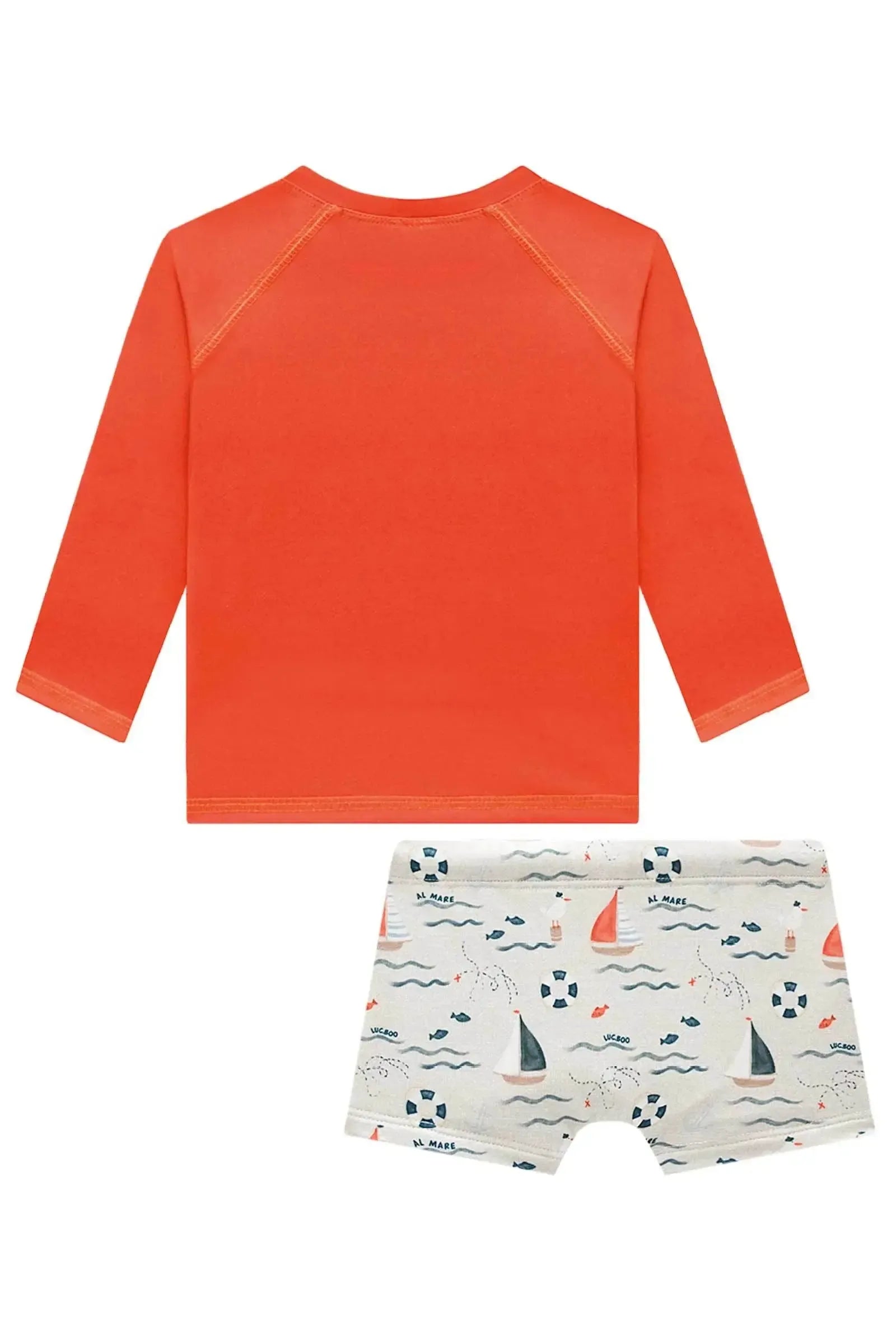 Conjunto de Camiseta e Sunga em Malha UV Dry com Proteção UV50+ 95742 LucBoo Bebê Menino